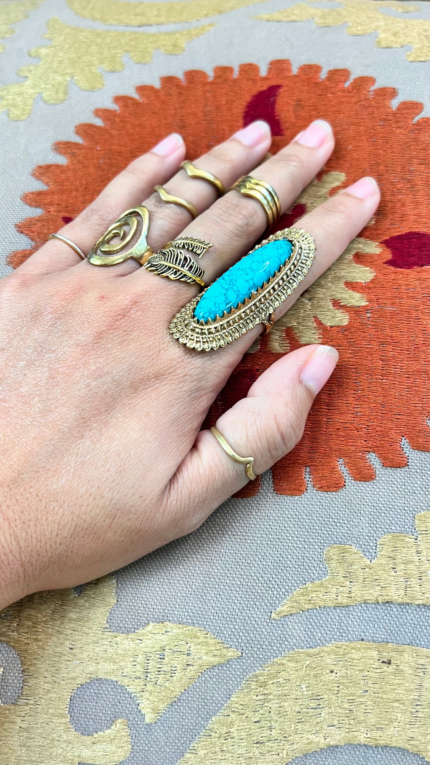 Stone Brass Ring