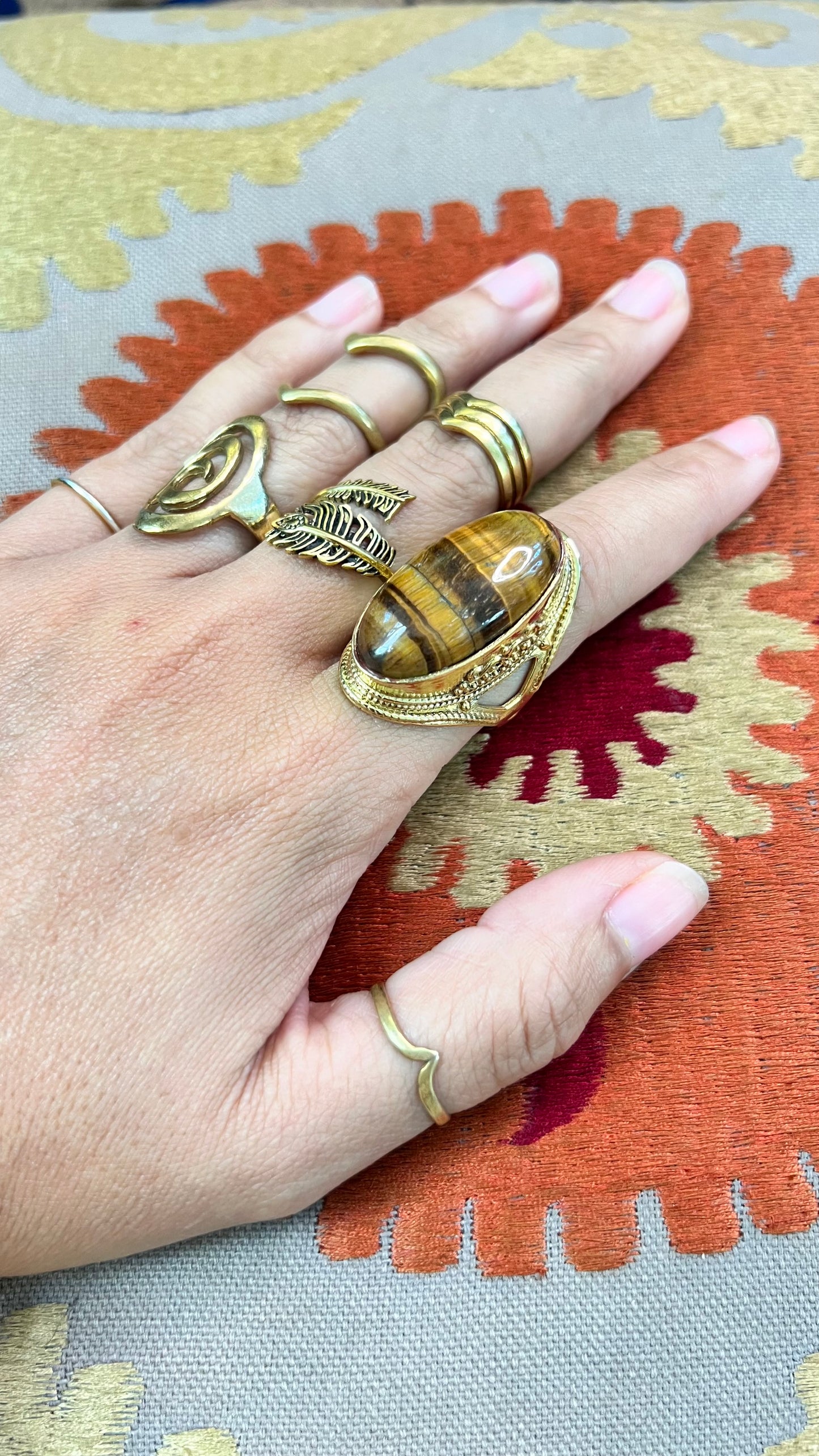 Stone Brass Ring