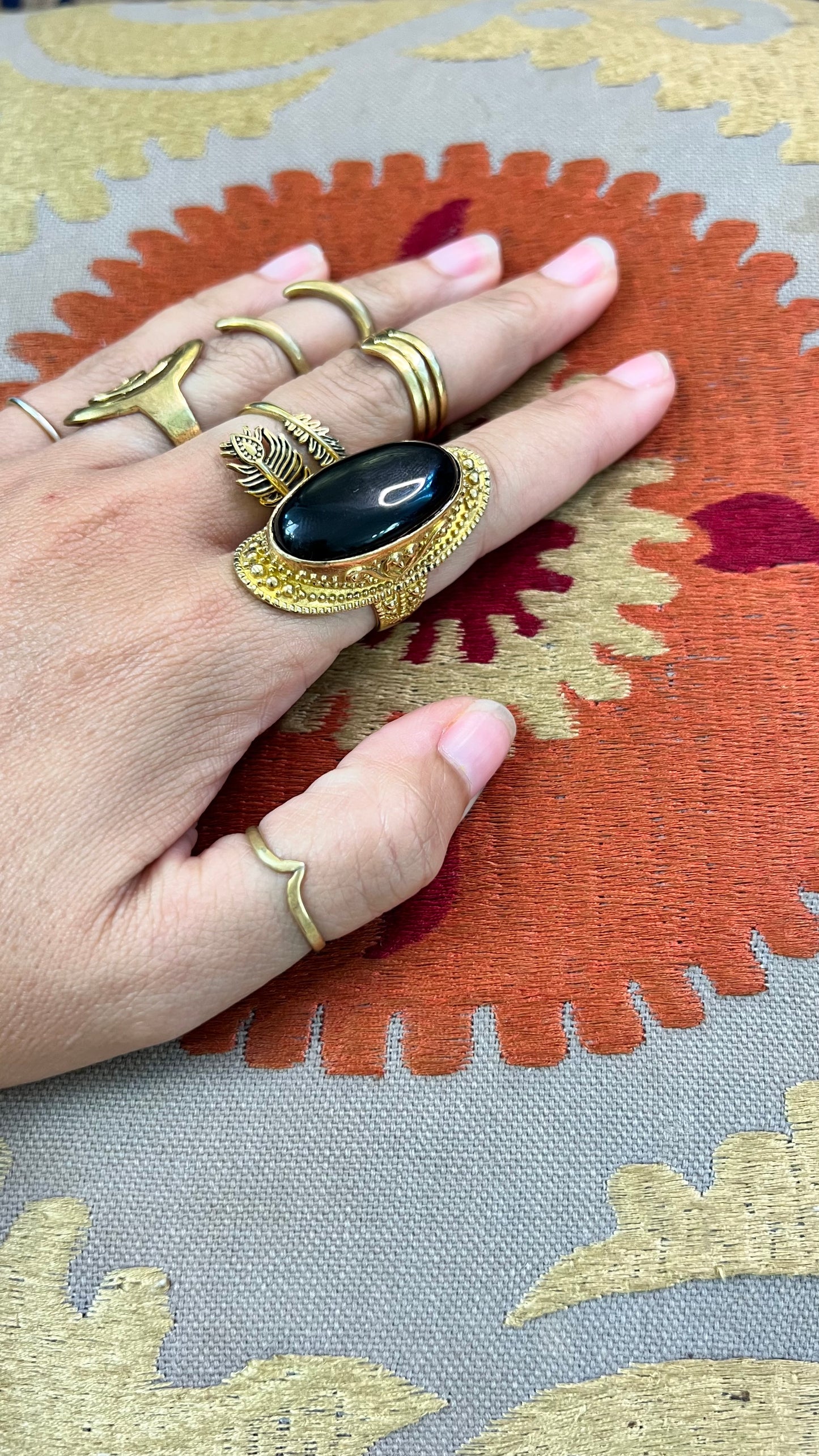 Stone Brass Ring