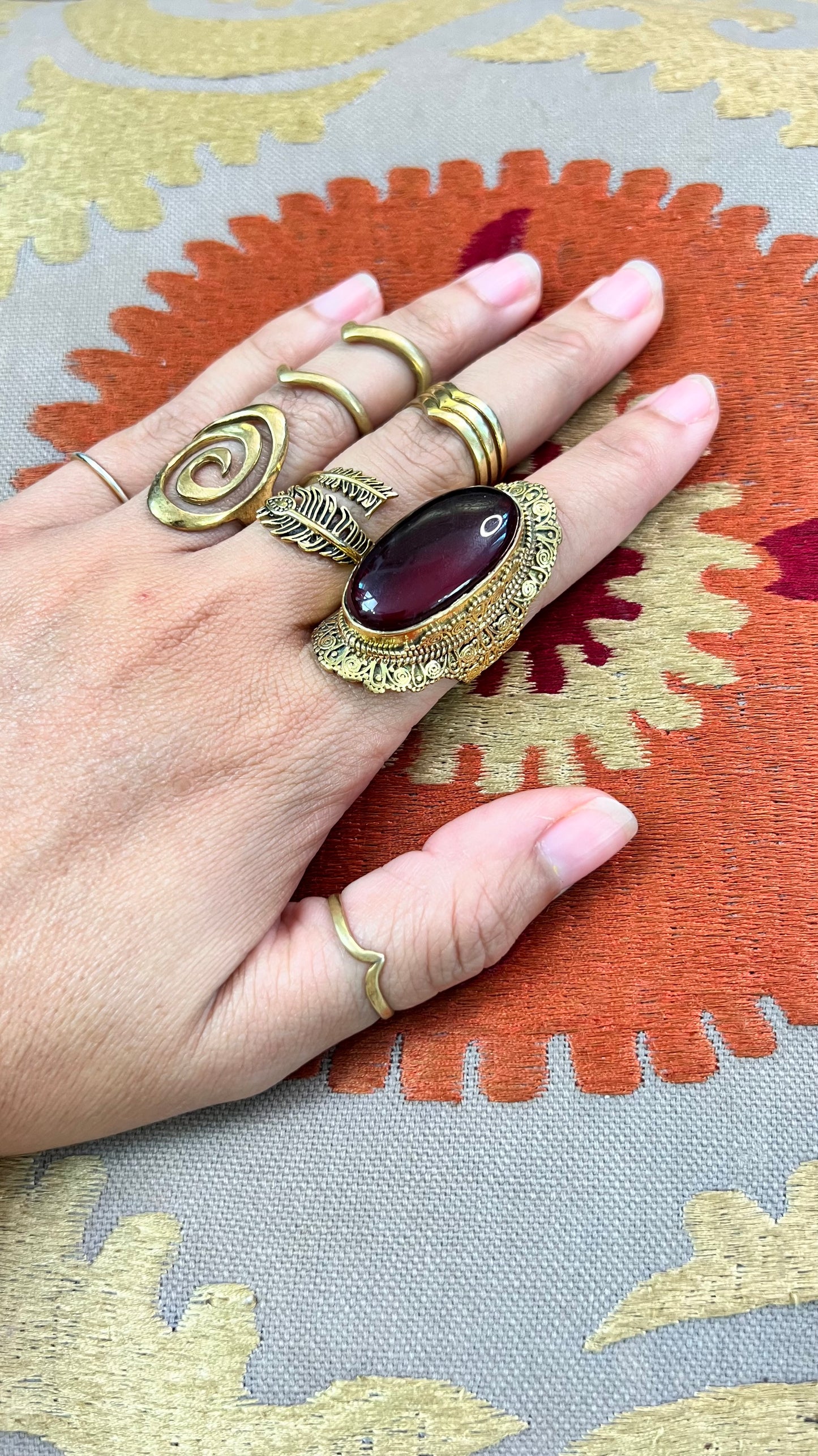 Stone Brass Ring