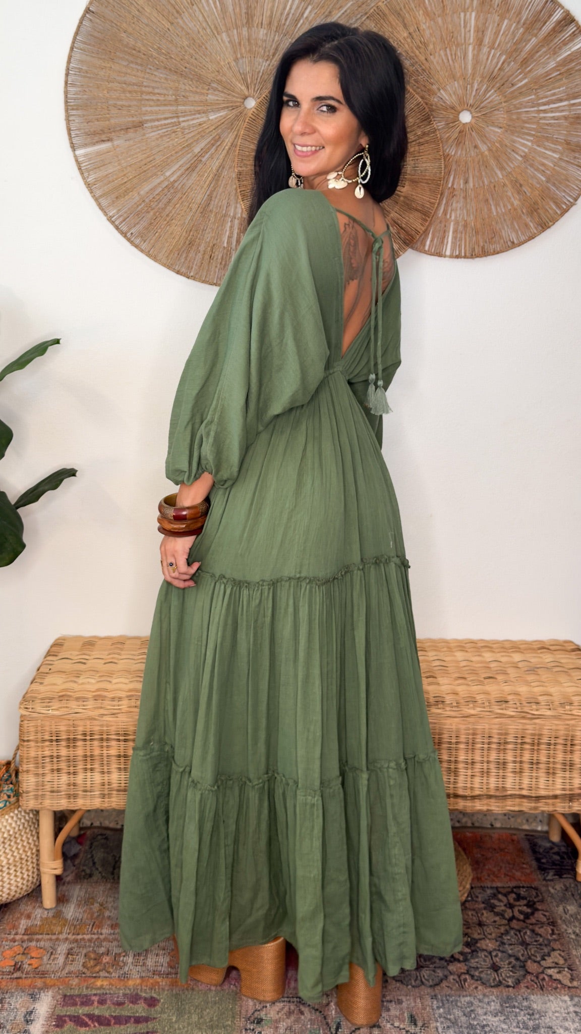 Nelly Cotton Dress- Olive