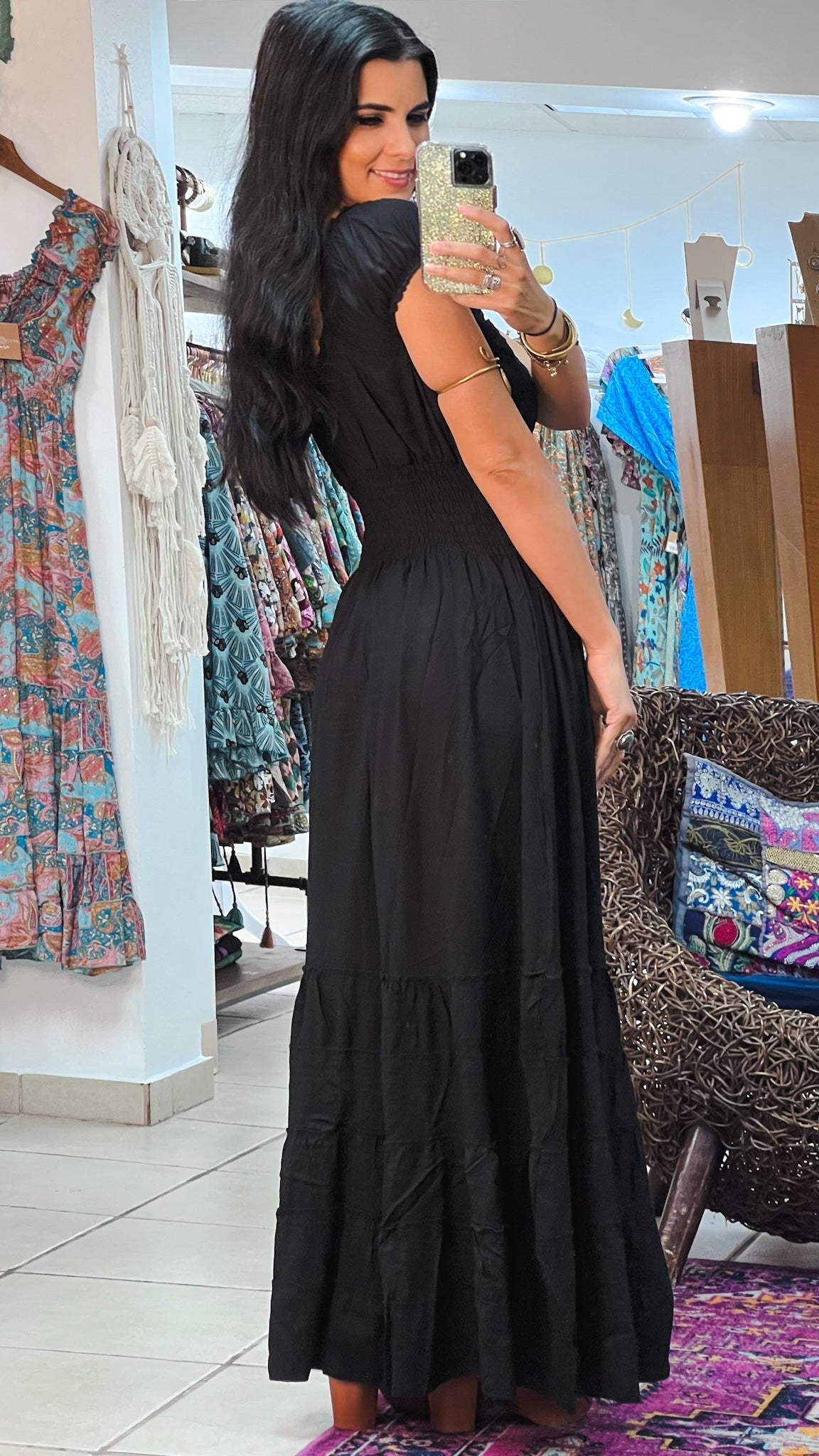Peasant Solid Color Dress