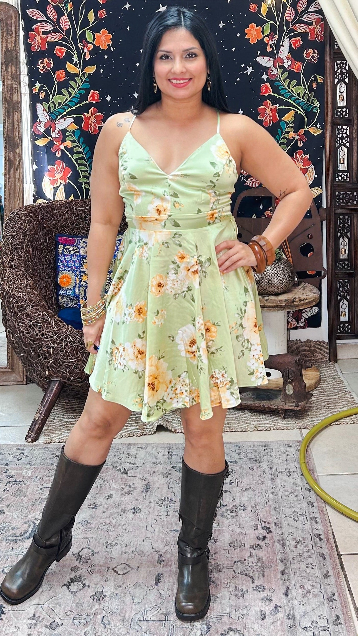 Agata Short Dress- Green