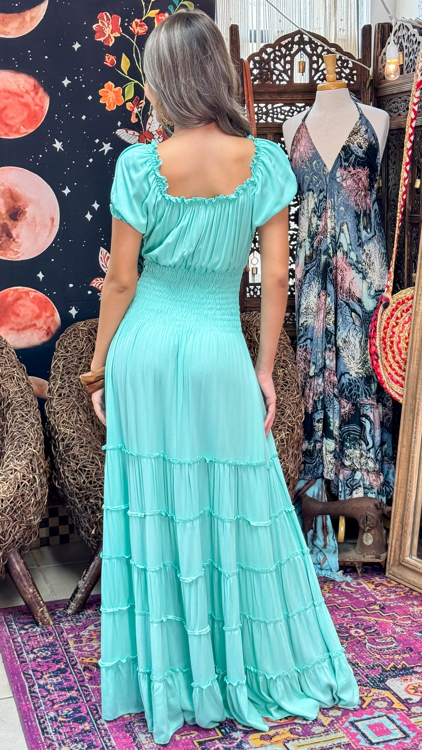 Anna Maxi Dress- Cyan