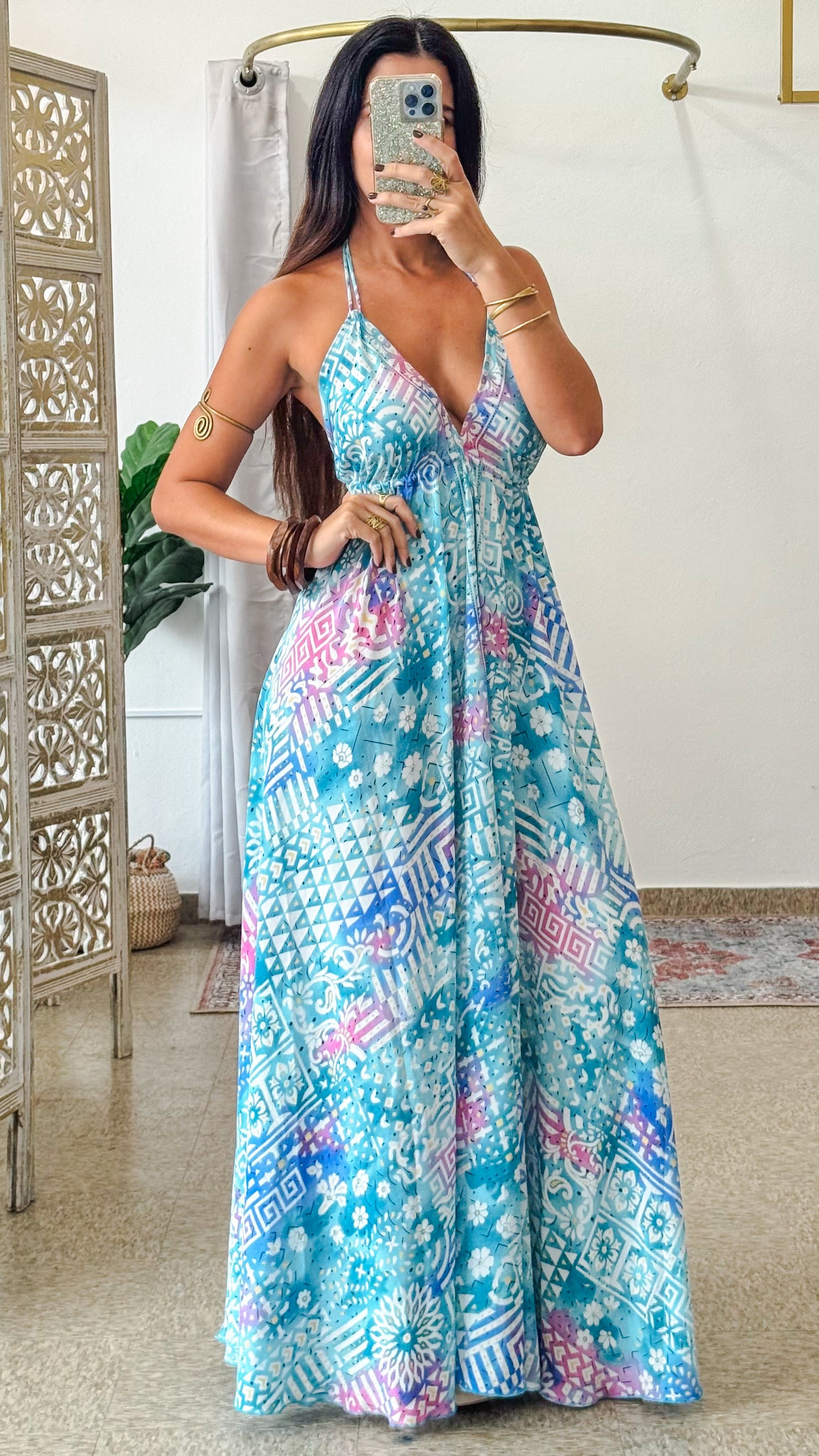 Lalita Maxi Dress- Cyan