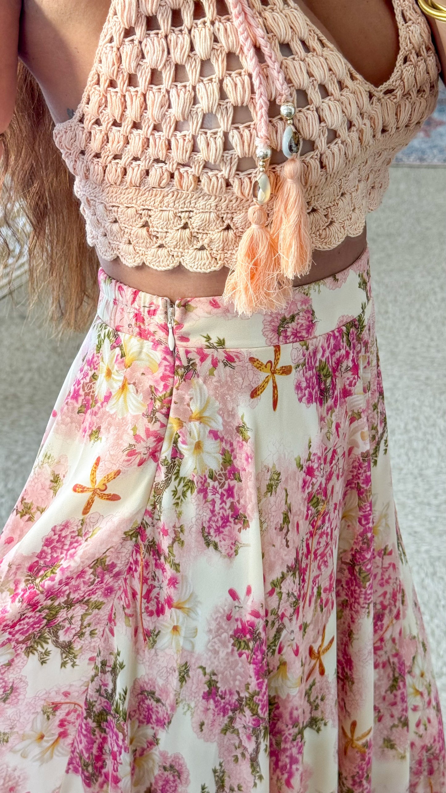 Gia Crochet Top- Coral