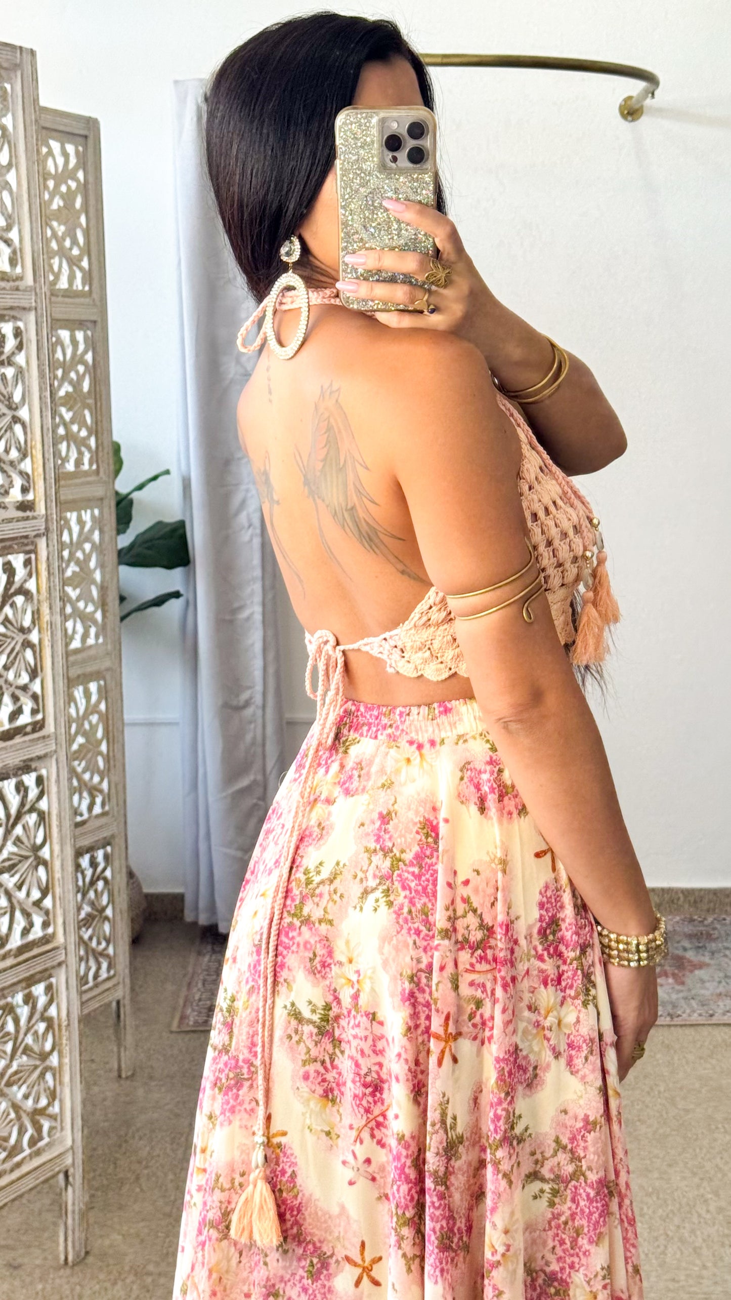 Gia Crochet Top- Coral