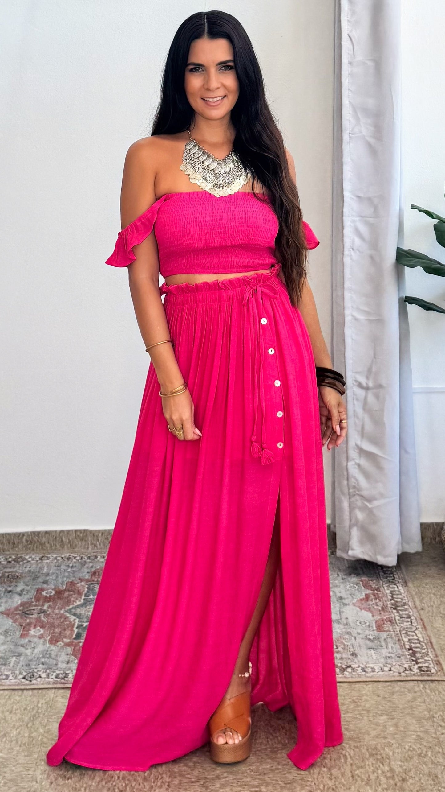 Kiaan Top & Skirt Set- Pink