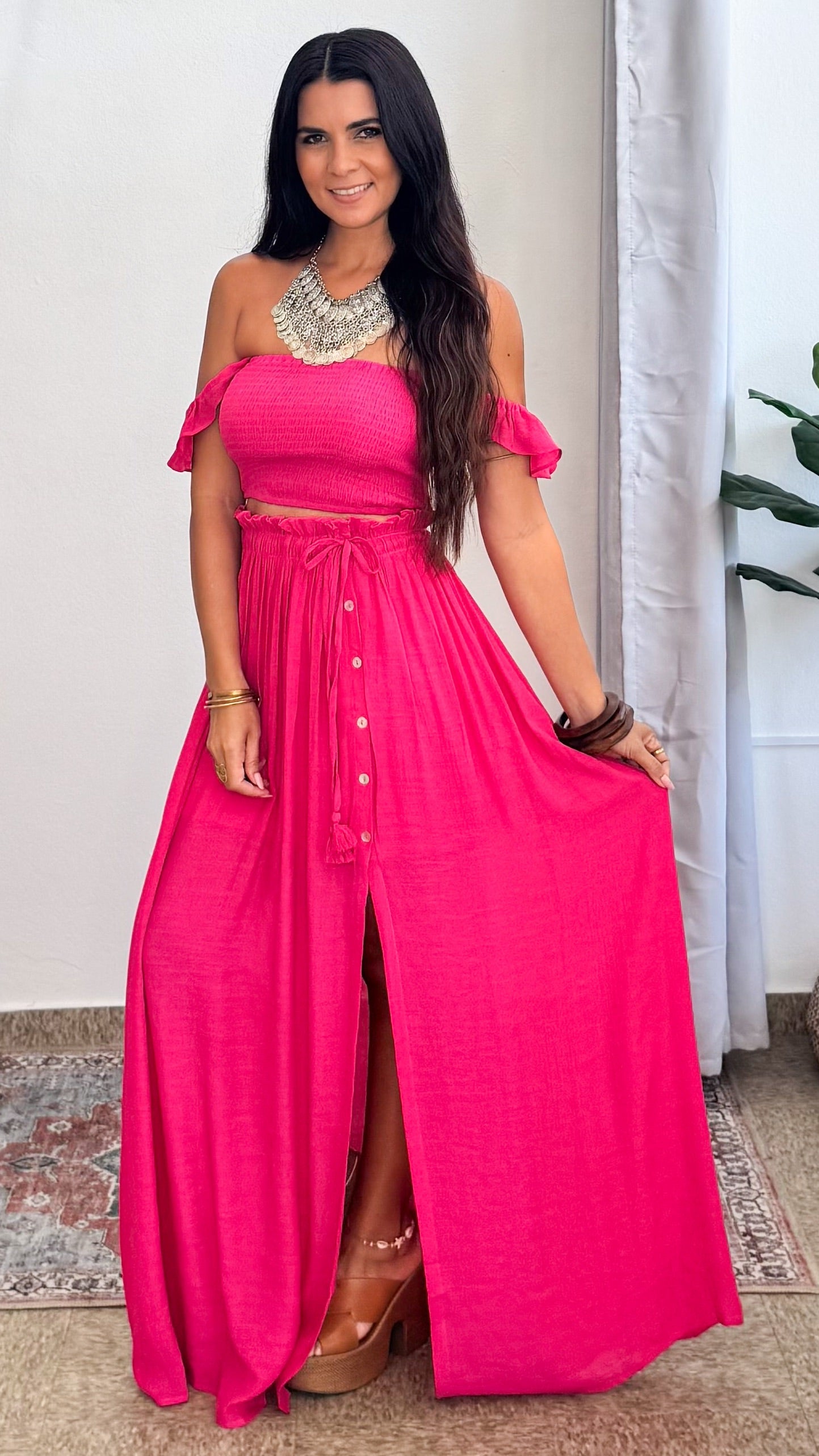 Kiaan Top & Skirt Set- Pink