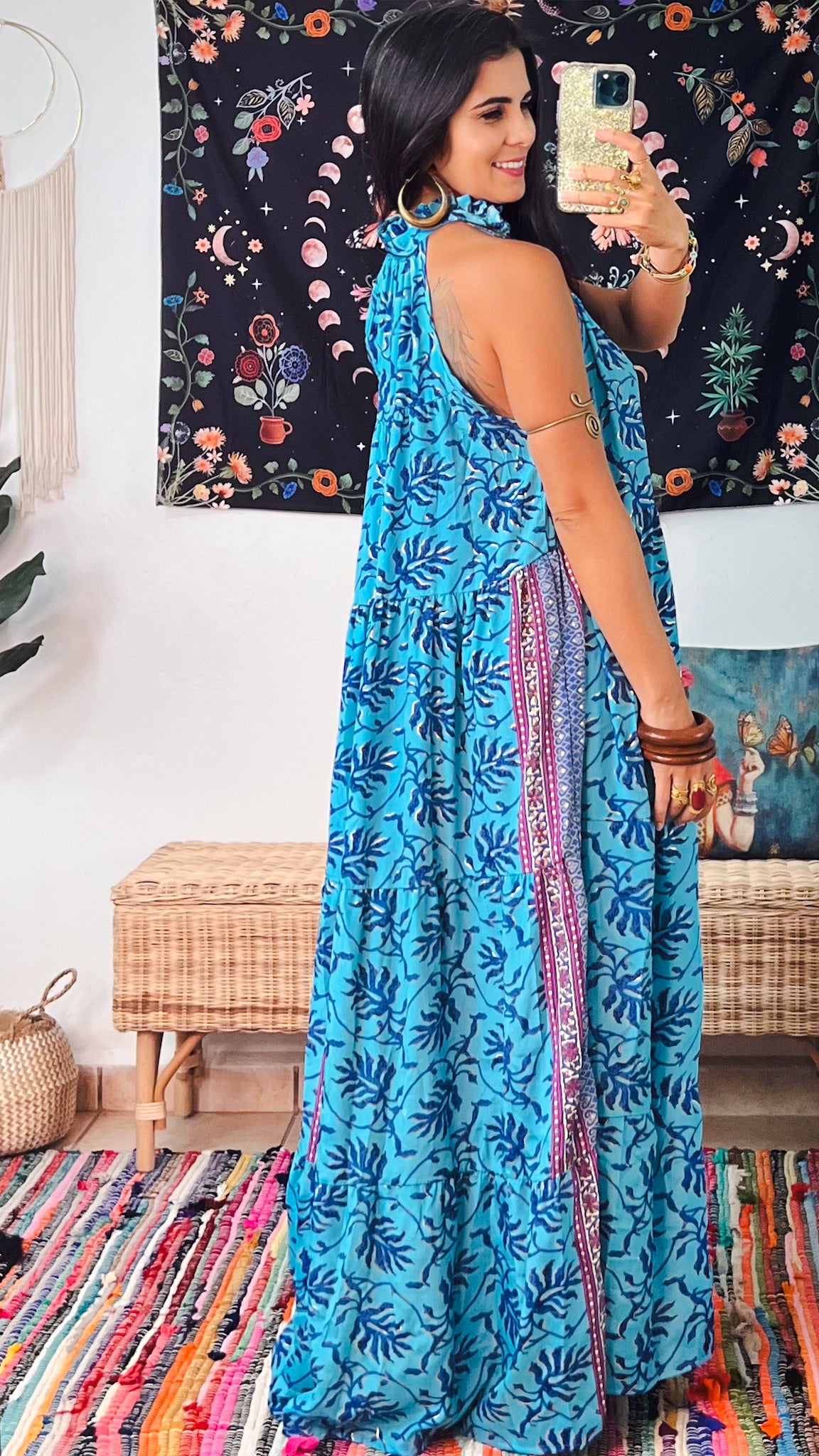Ruffle Neck Maxi Dress