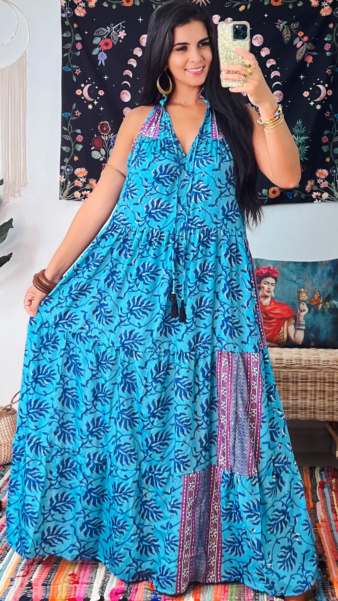 Ruffle Neck Maxi Dress