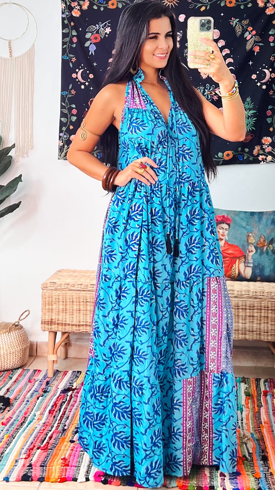 Ruffle Neck Maxi Dress