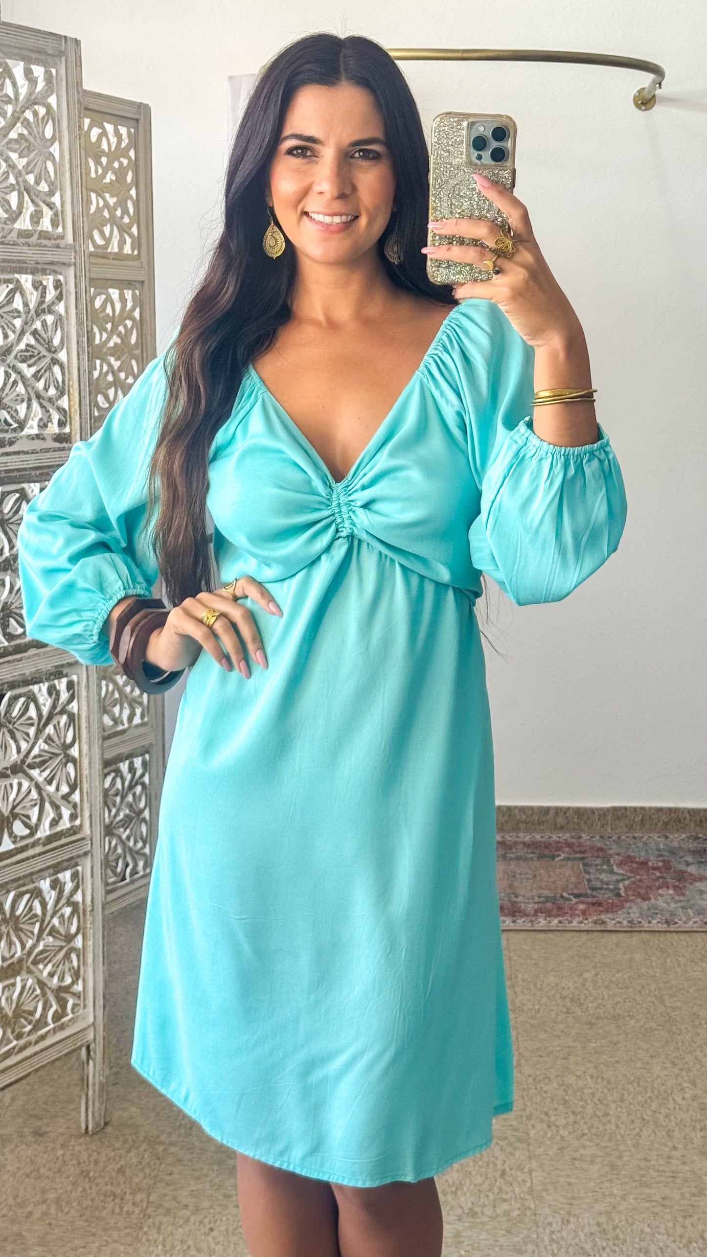 Ashanti Short Dress-Blue