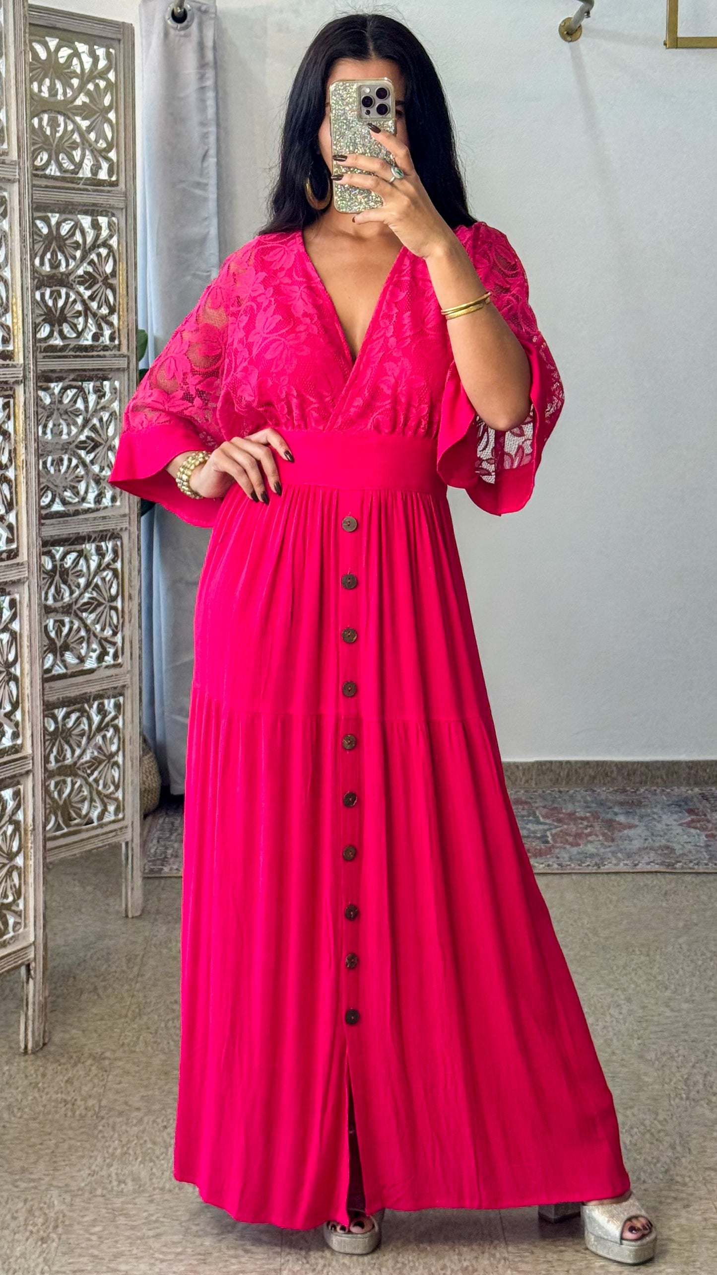 Astraea Maxi Dress- Fushia