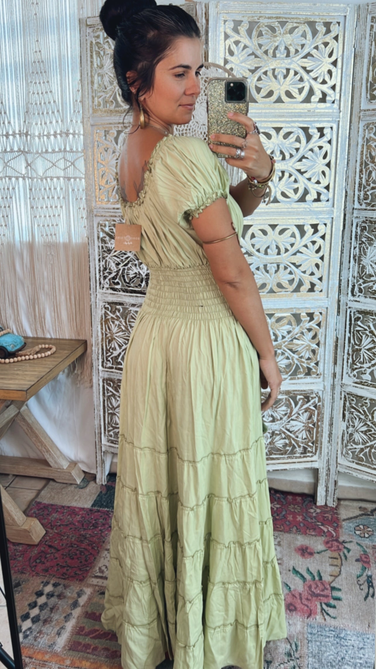 Anna Solid Maxi Dress- Lime