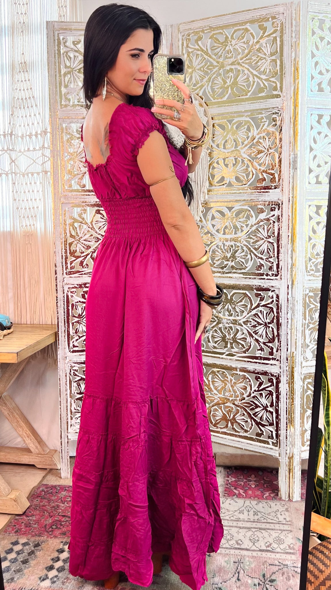 Peasant Solid Color Dress