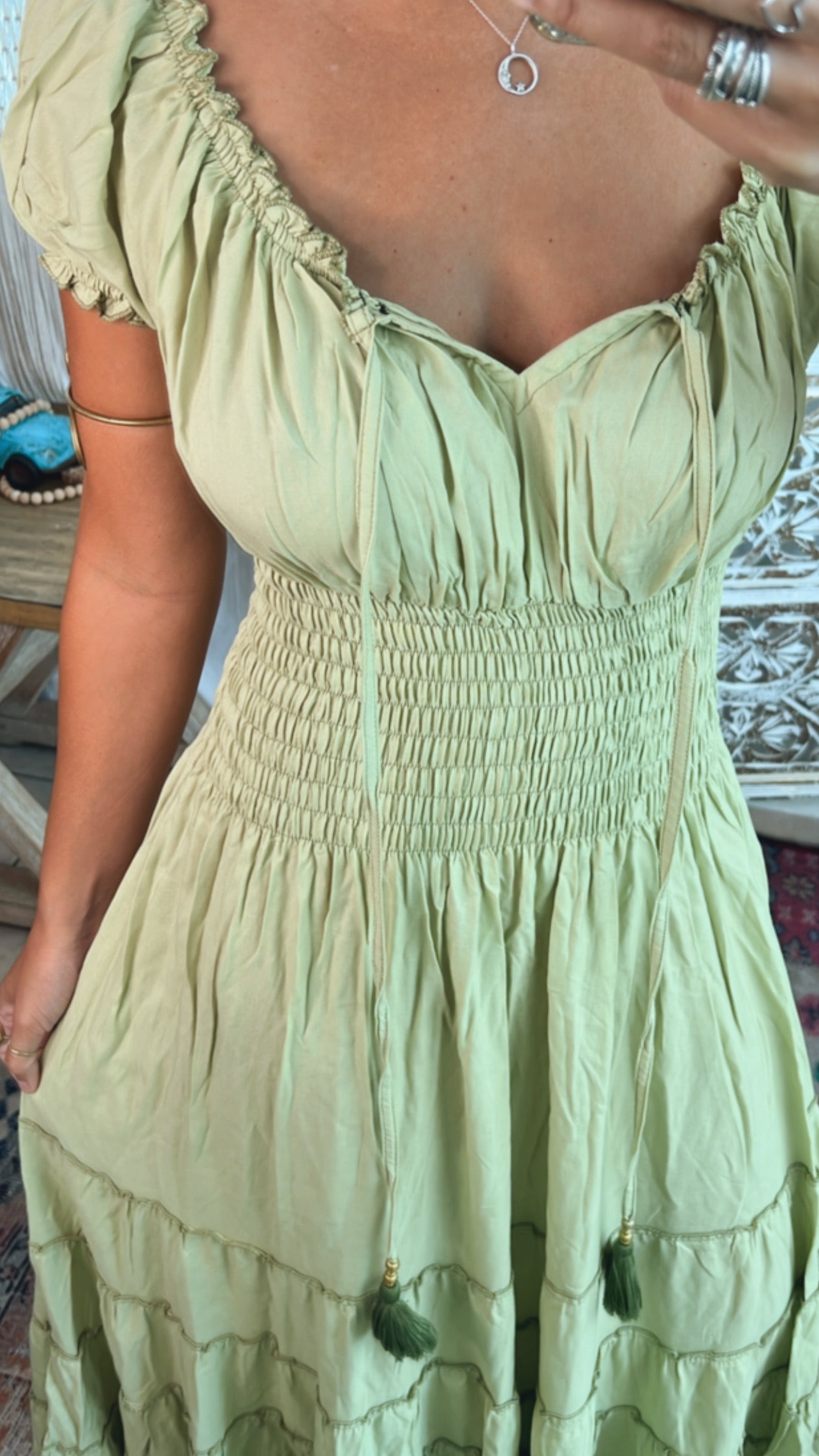 Anna Solid Maxi Dress- Lime