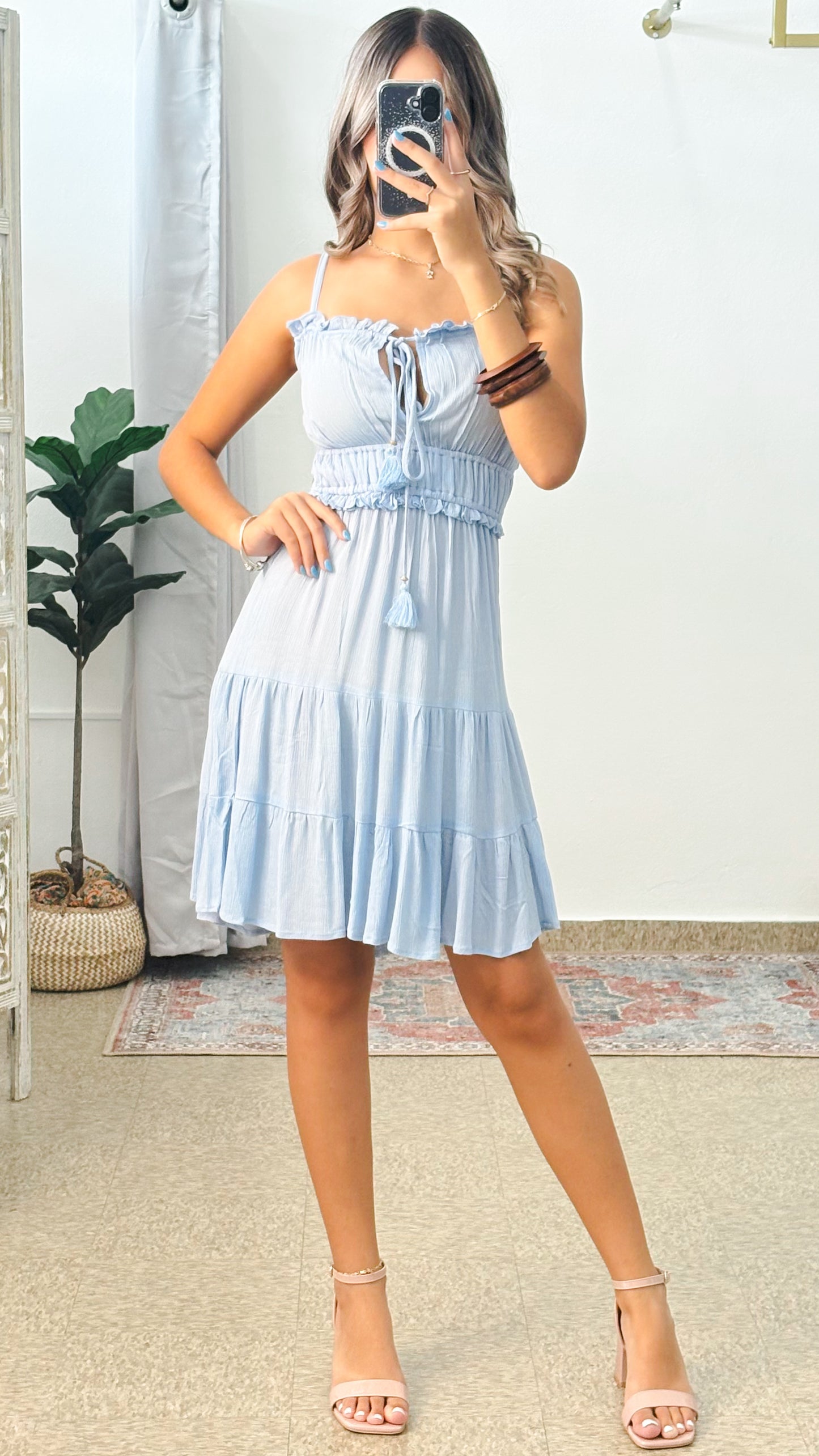 Aria Short Dress-Baby Blue