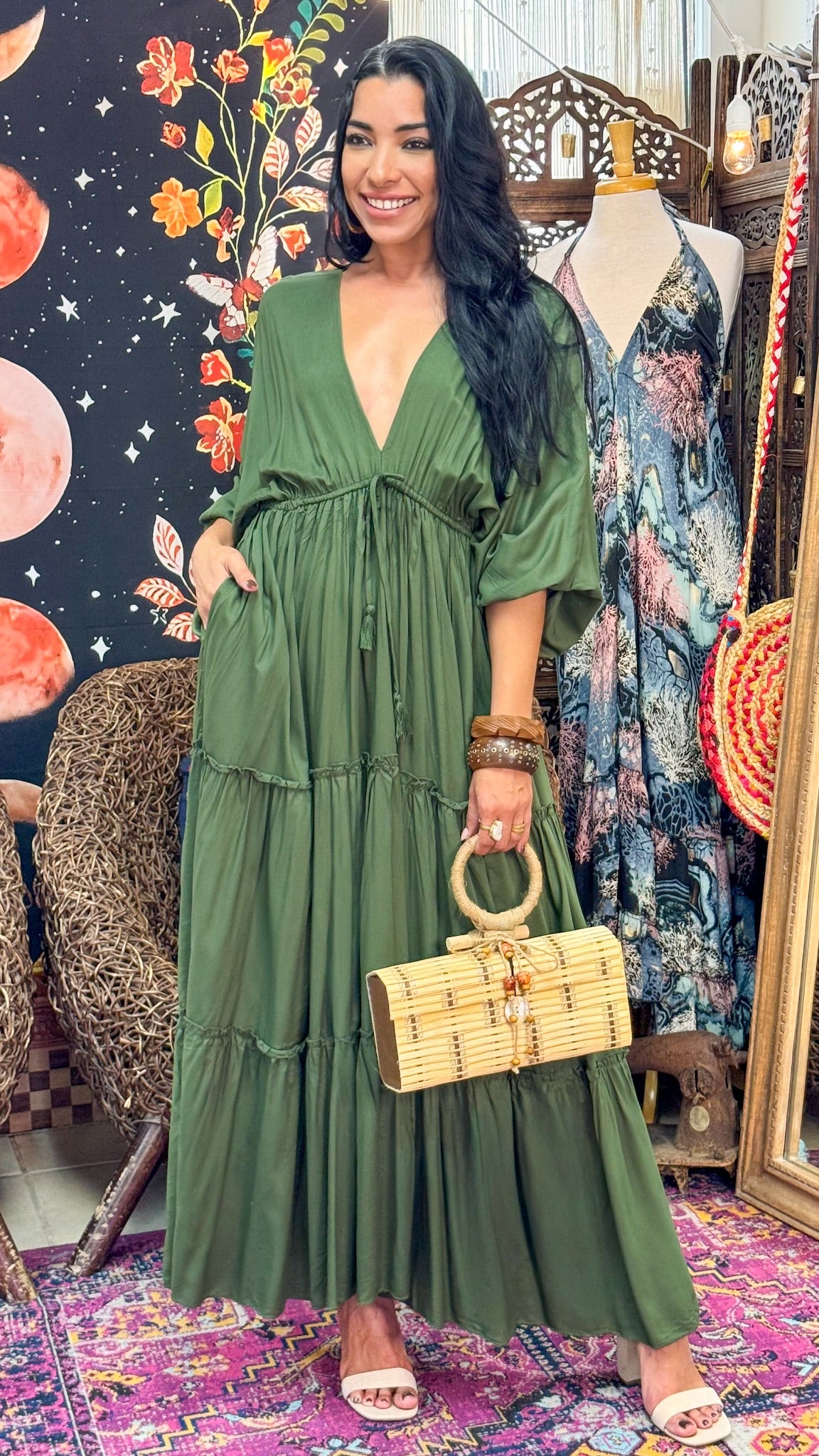 Nelly Maxi Dress-Olive