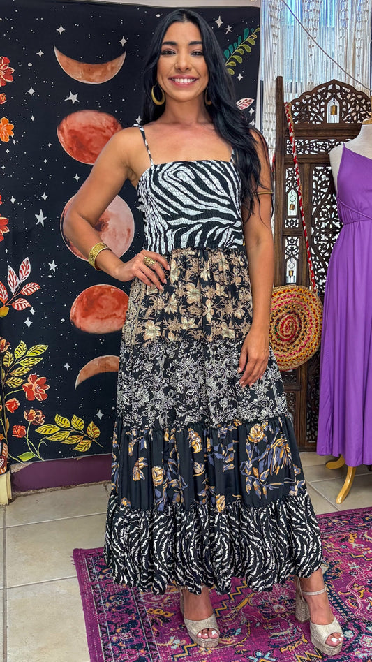 Damage Bella Patchwork Maxi Dress