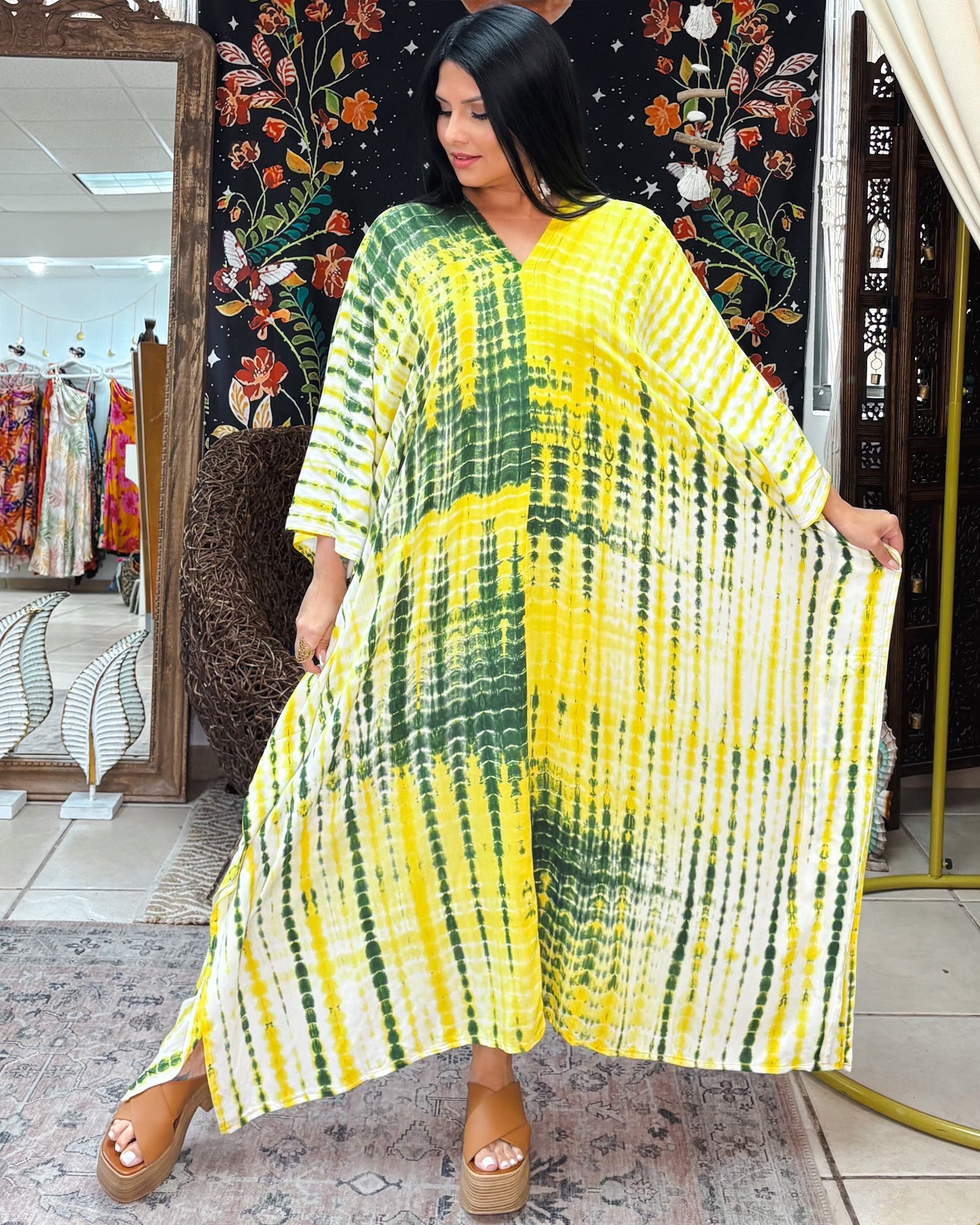 Soraia Kaftan Dress-Yellow