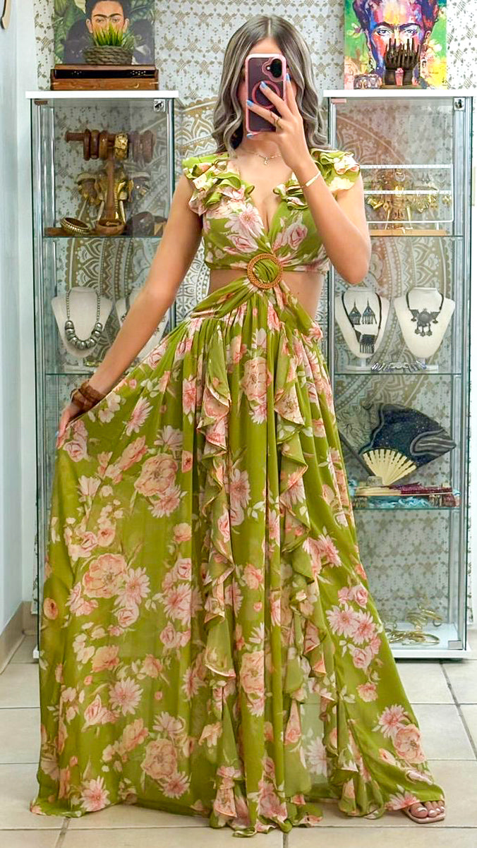 Falifa Maxi Dress-Green