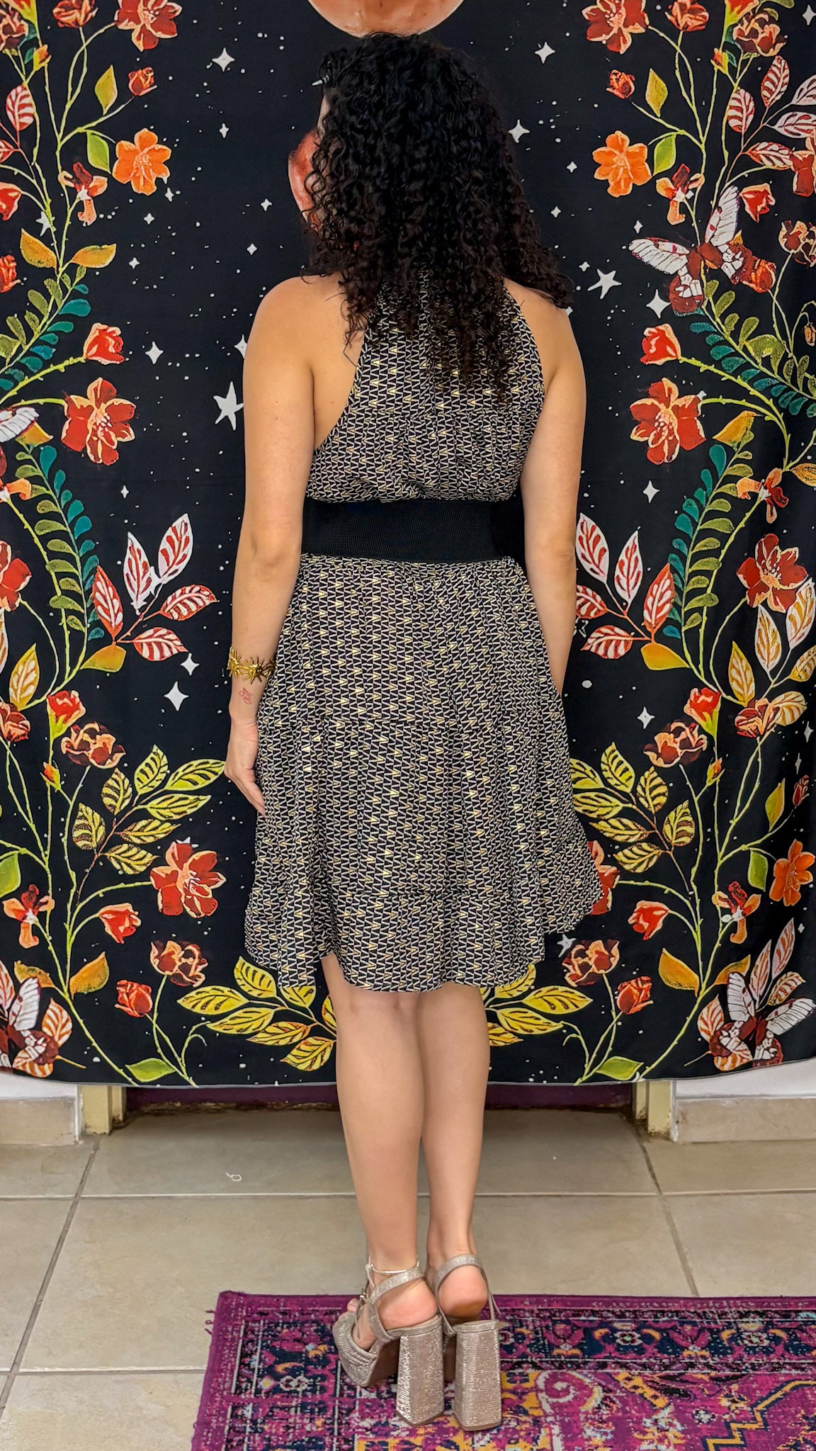 Ruffle Neck Short Dress
