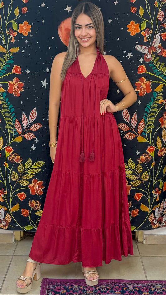 Ruffle Neck Maxi Dress