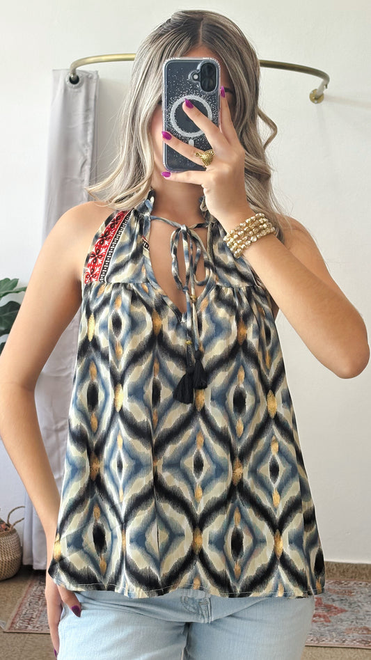 Ruffle Neck Top