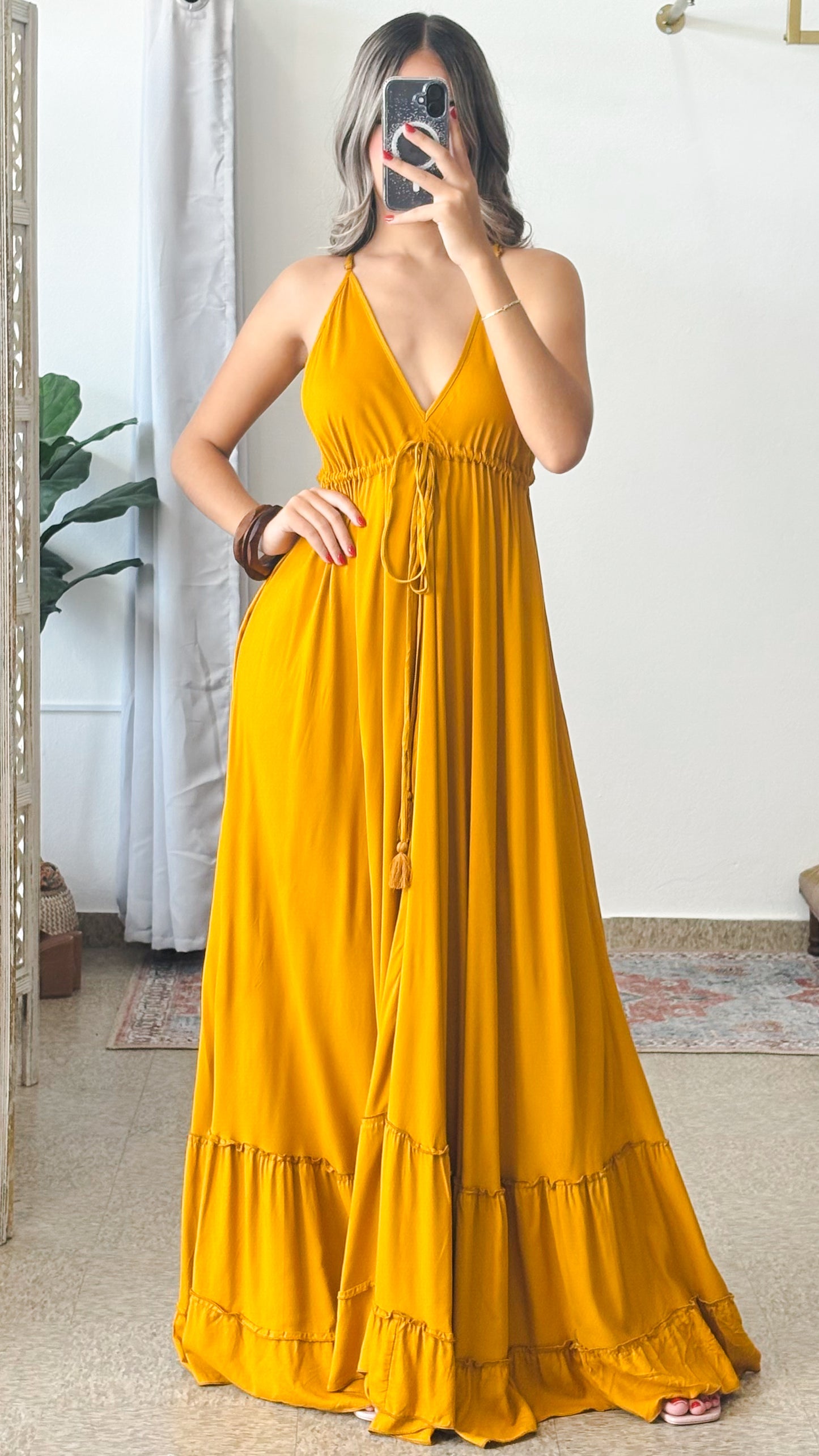 Damage Amazing Ruffle Dress-Gold