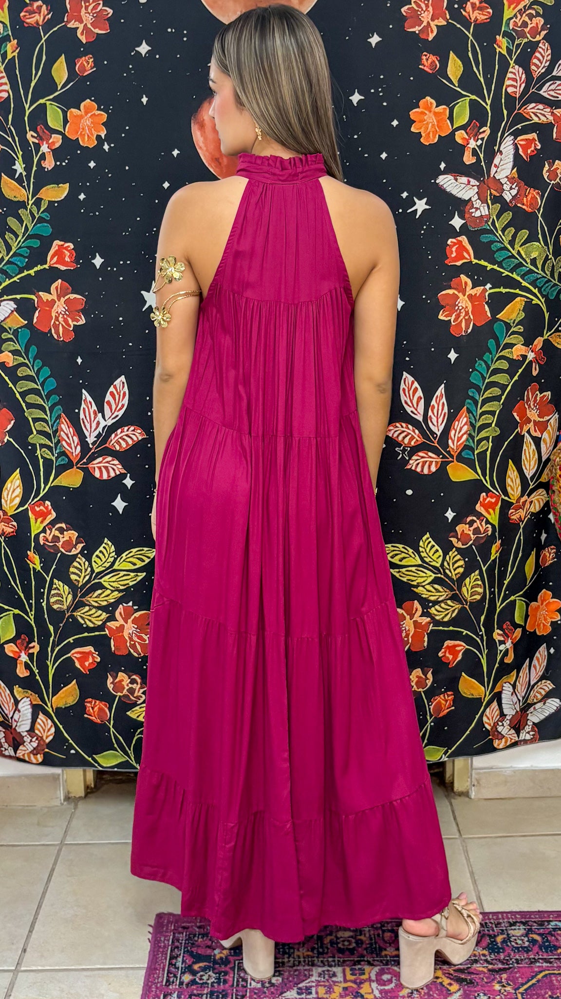 Ruffle Neck Maxi Dress