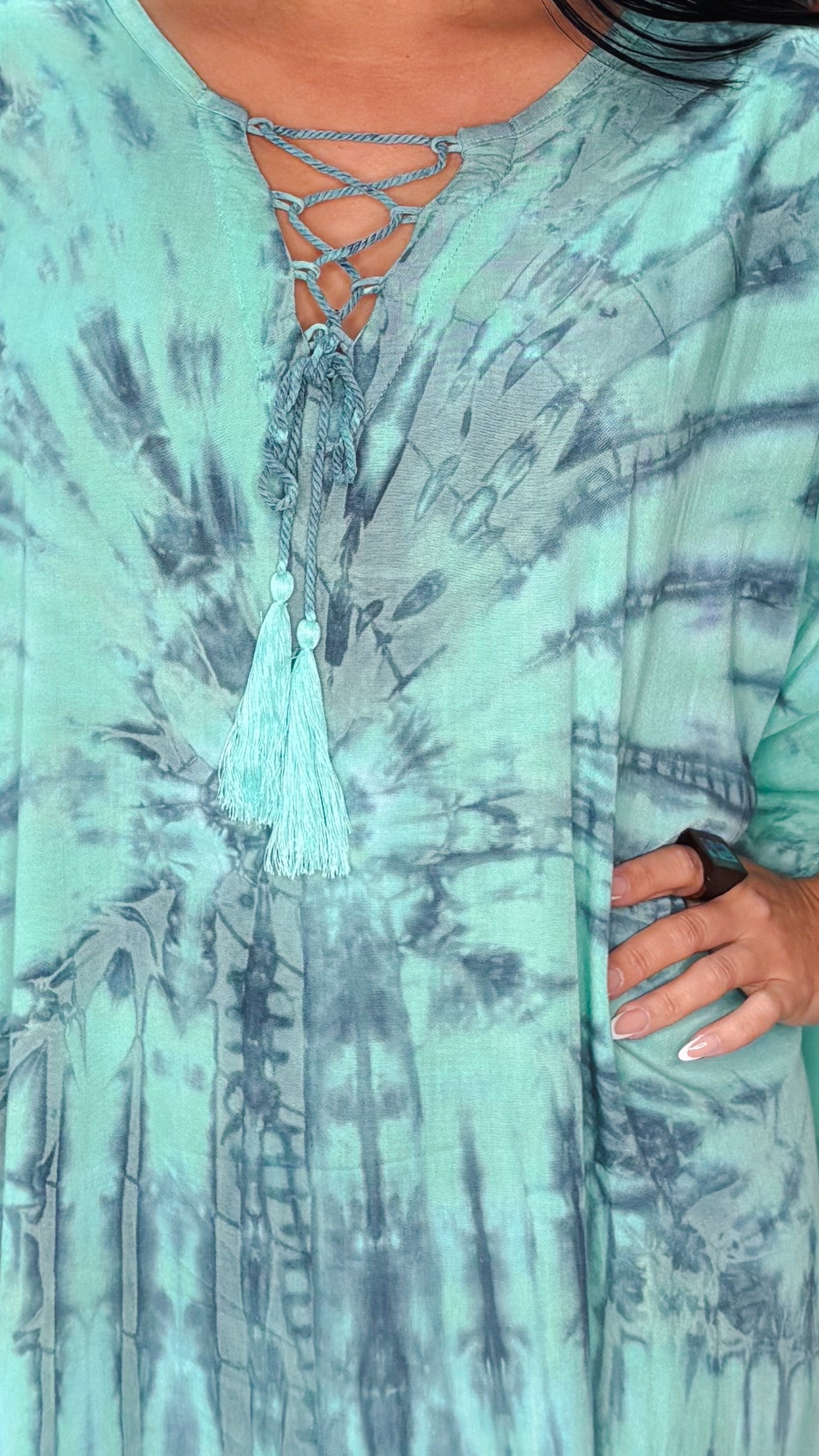 Zafiro Kaftan Dress-Mint