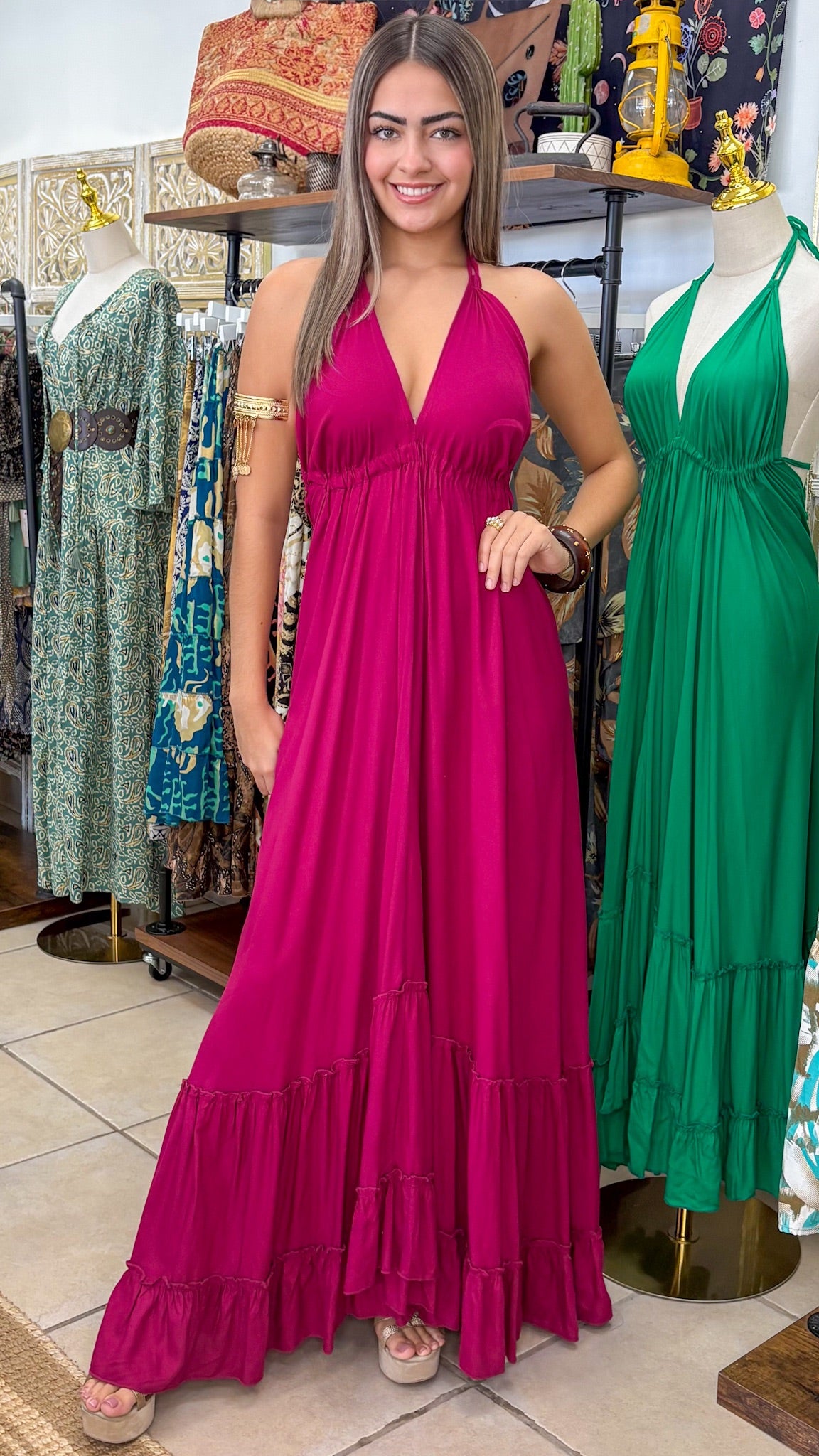 Bohemian Dress-Magenta