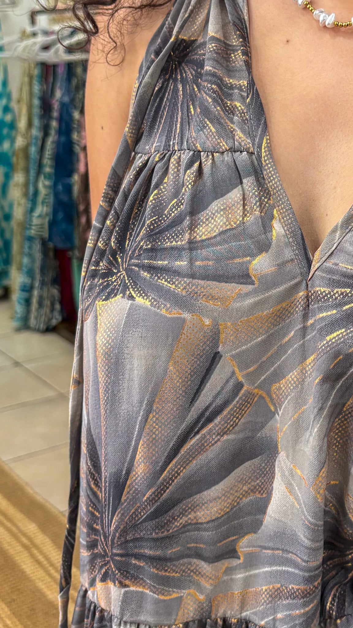 Ruffle Neck Maxi Dress