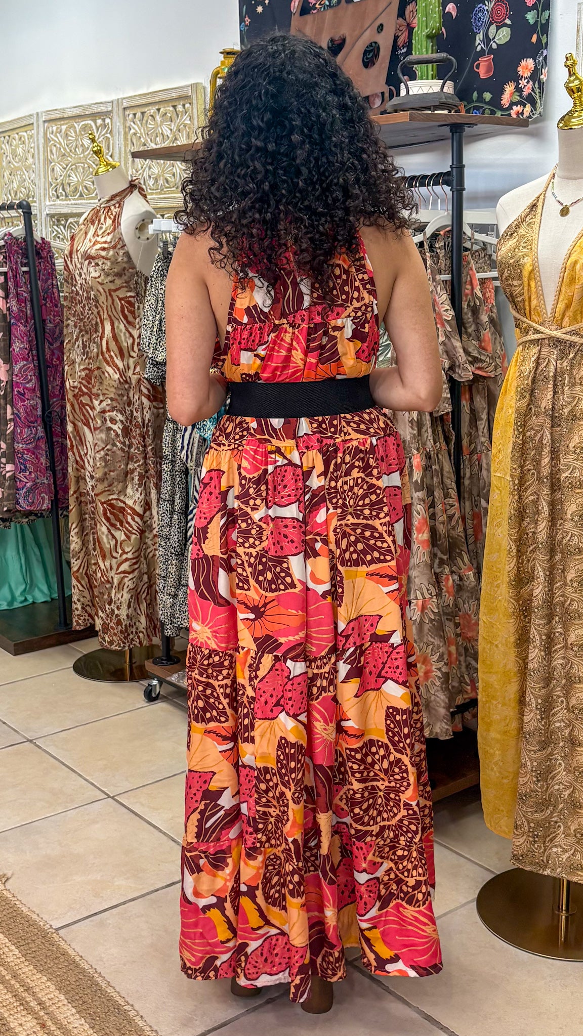 Ruffle Neck Maxi Dress
