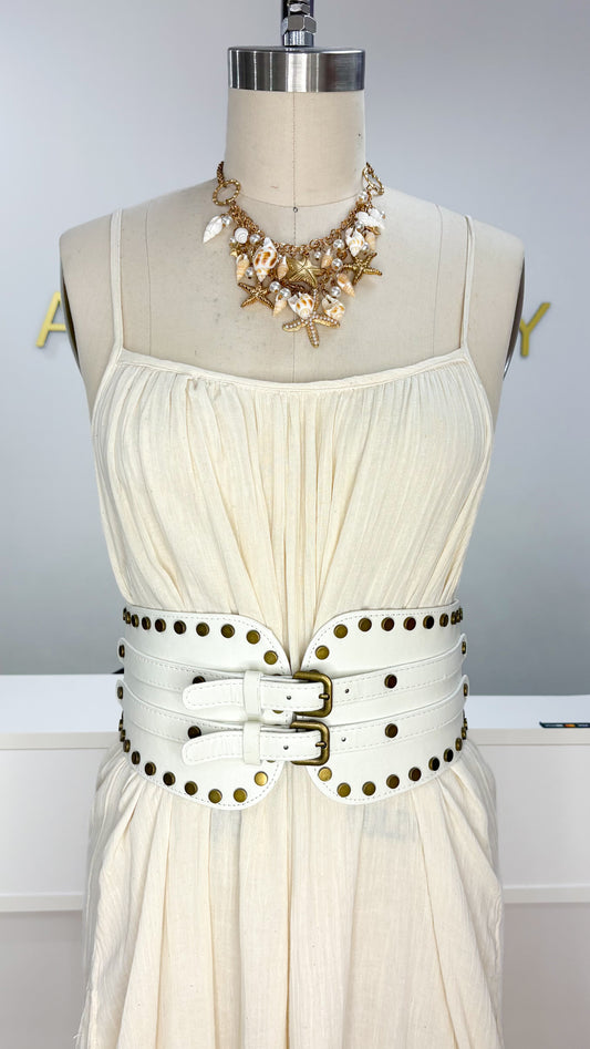 Peru Studded Double-Buckle Belt