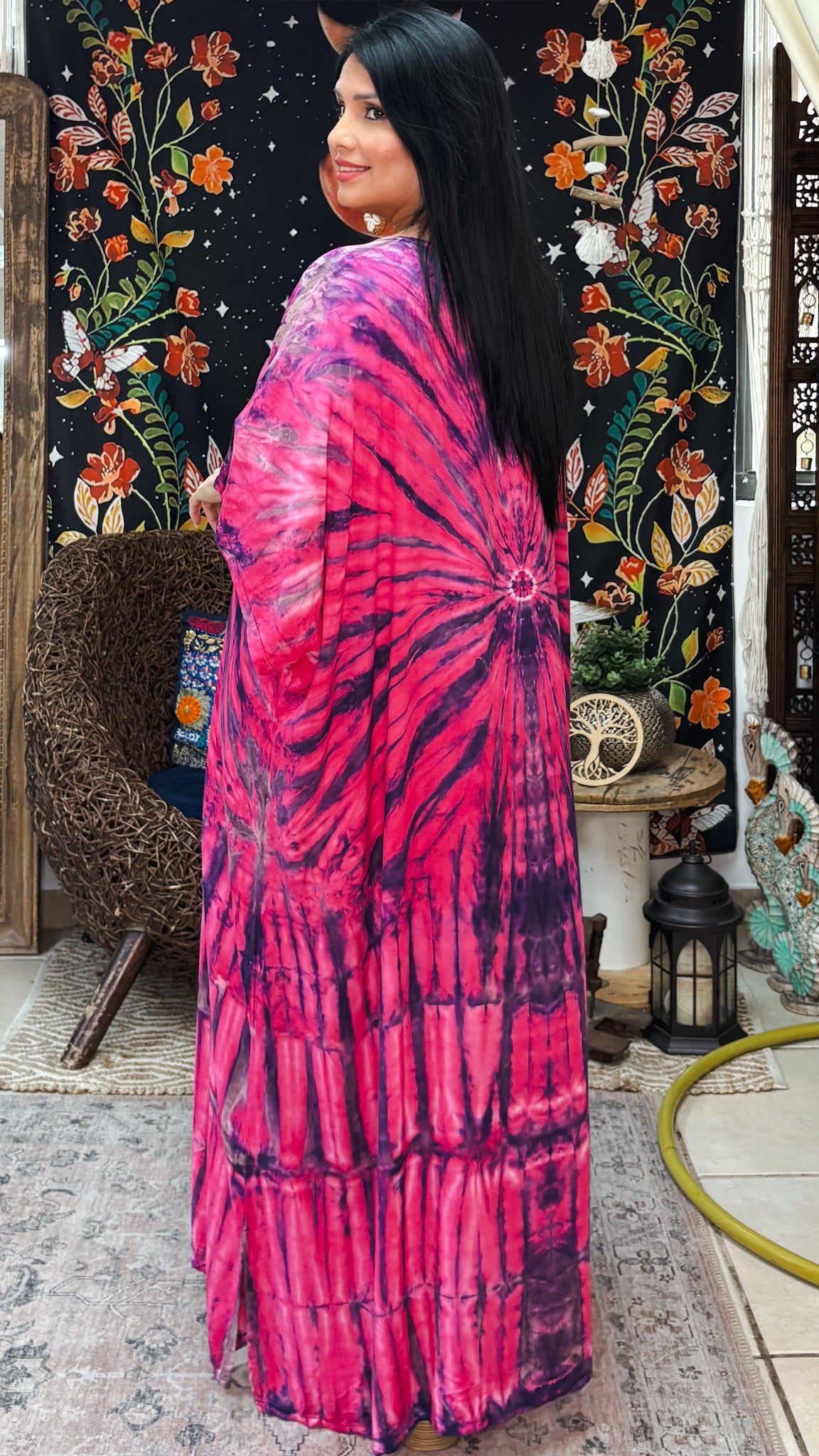 Zafiro Kaftan Dress-Fucsia