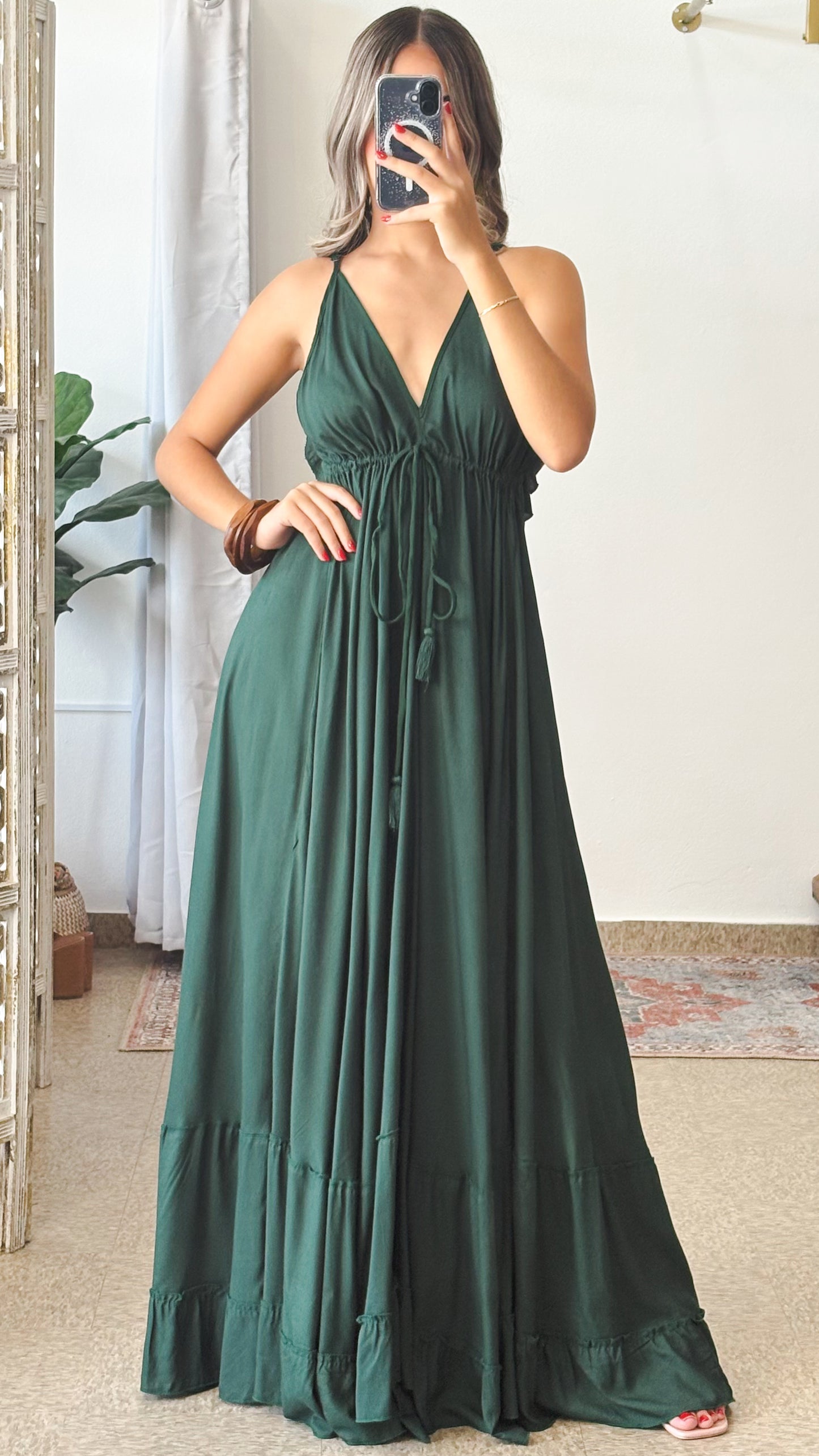 Amazing Ruffle Dress-Emerald