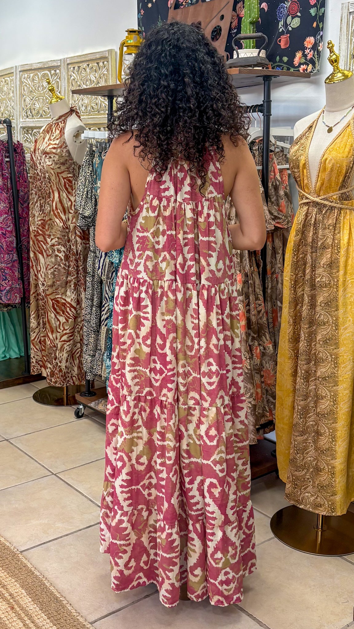 Ruffle Neck Maxi Dress