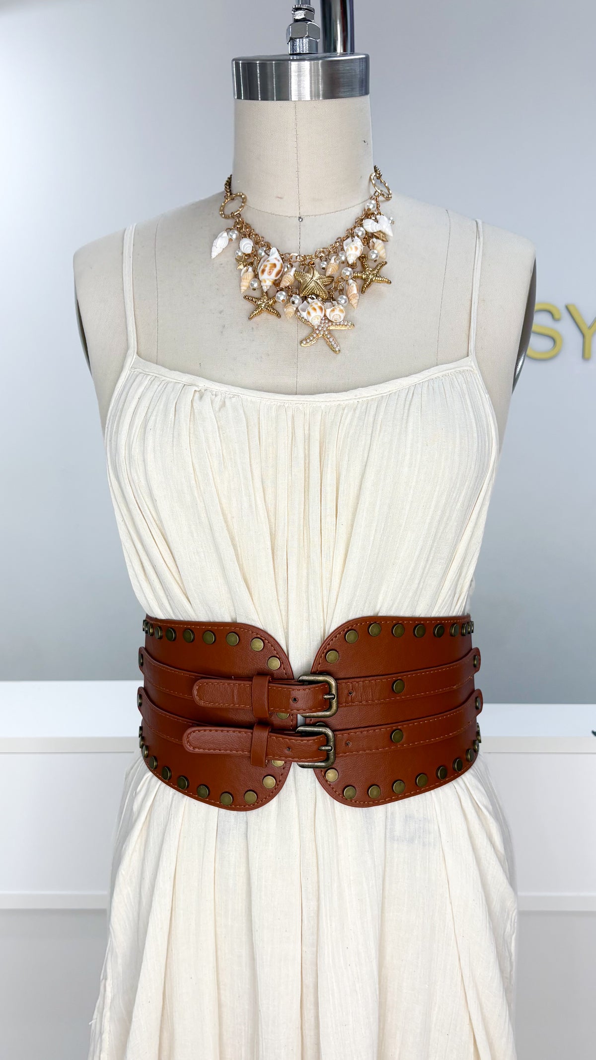 Peru Studded Double-Buckle Belt