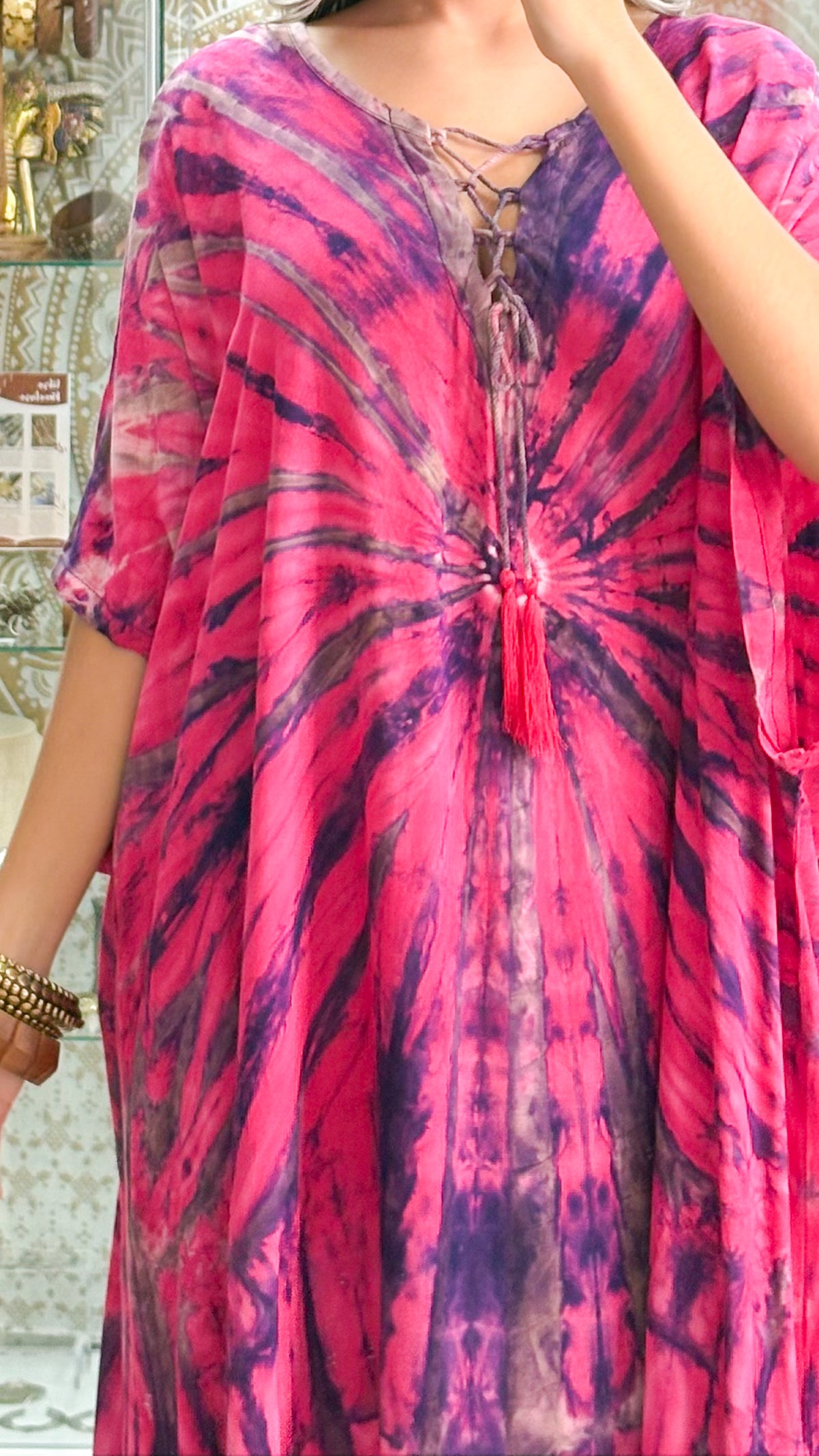 Zafiro Kaftan Dress-Fucsia