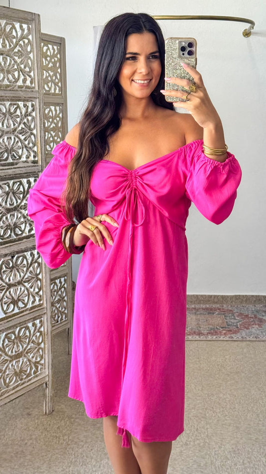 Ashanti Short Dress-Fucsia
