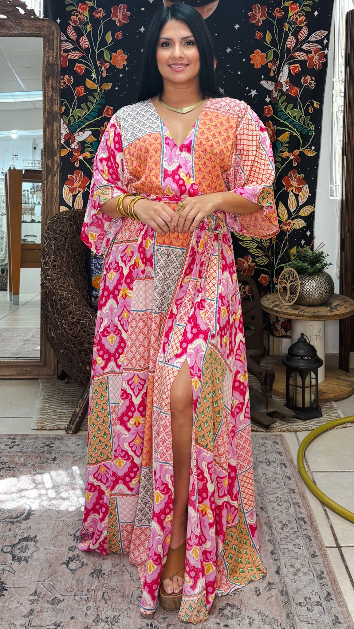 Delilah Maxi Dress-Fuchsia Pink
