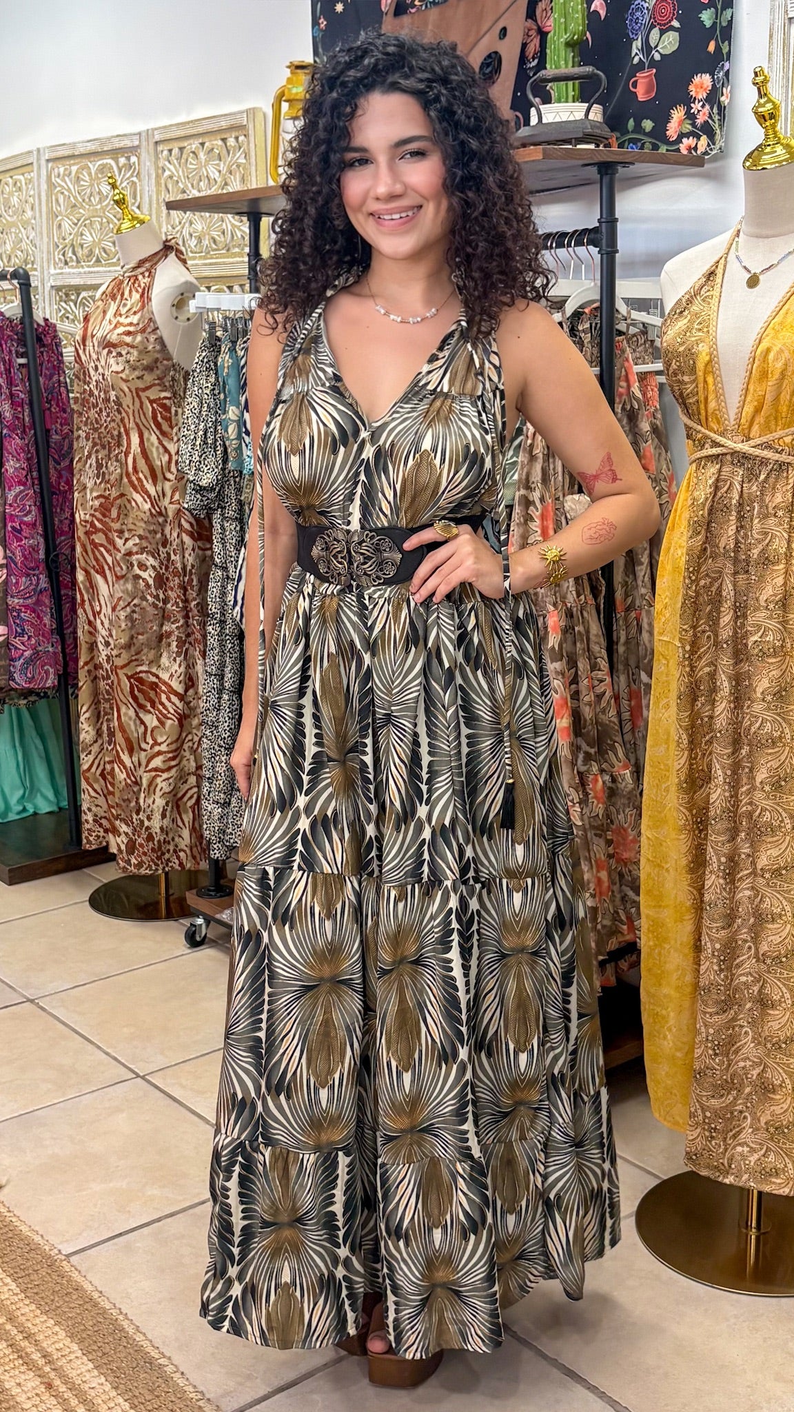 Ruffle Neck Maxi Dress