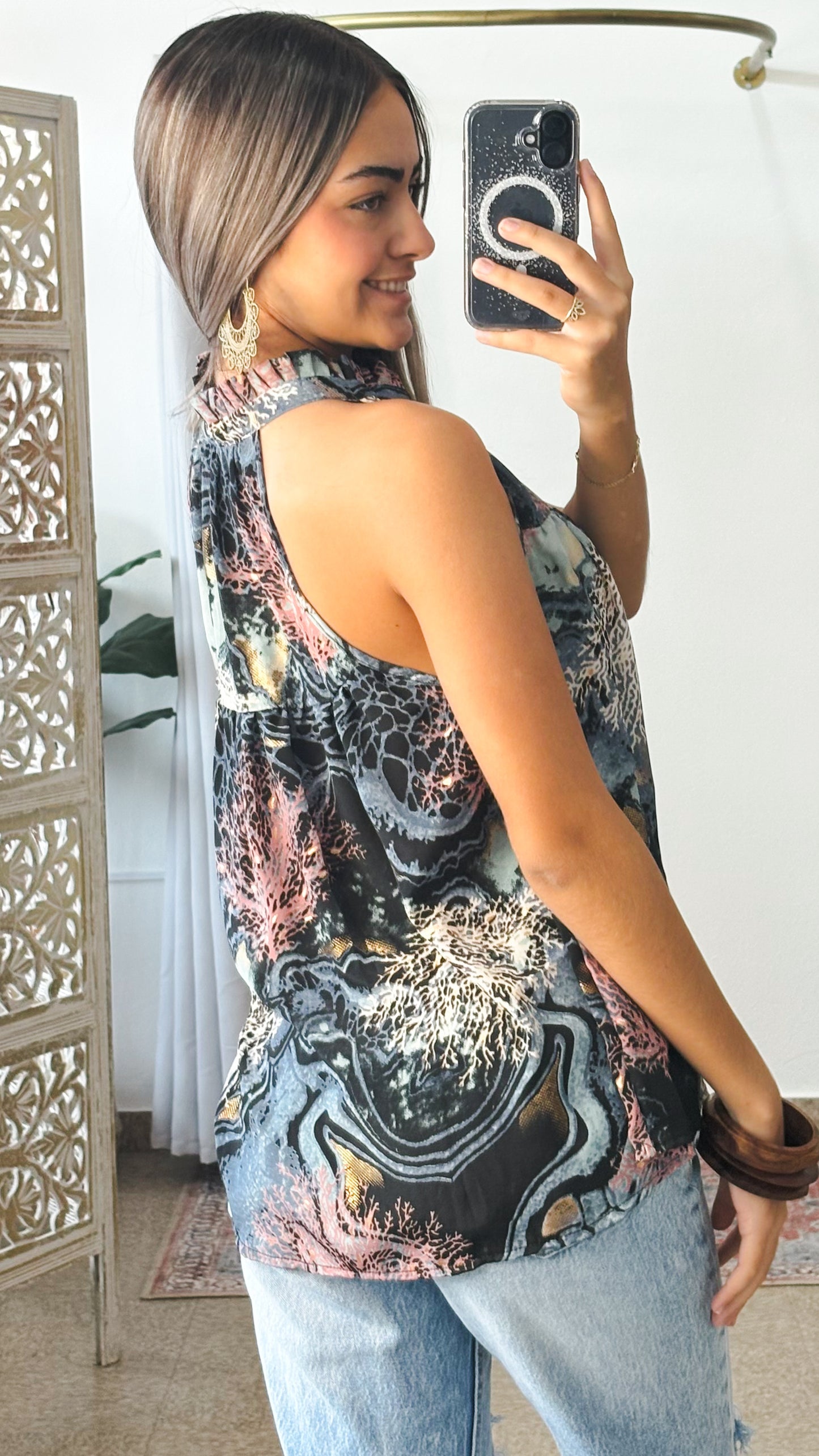 Ruffle Neck Top