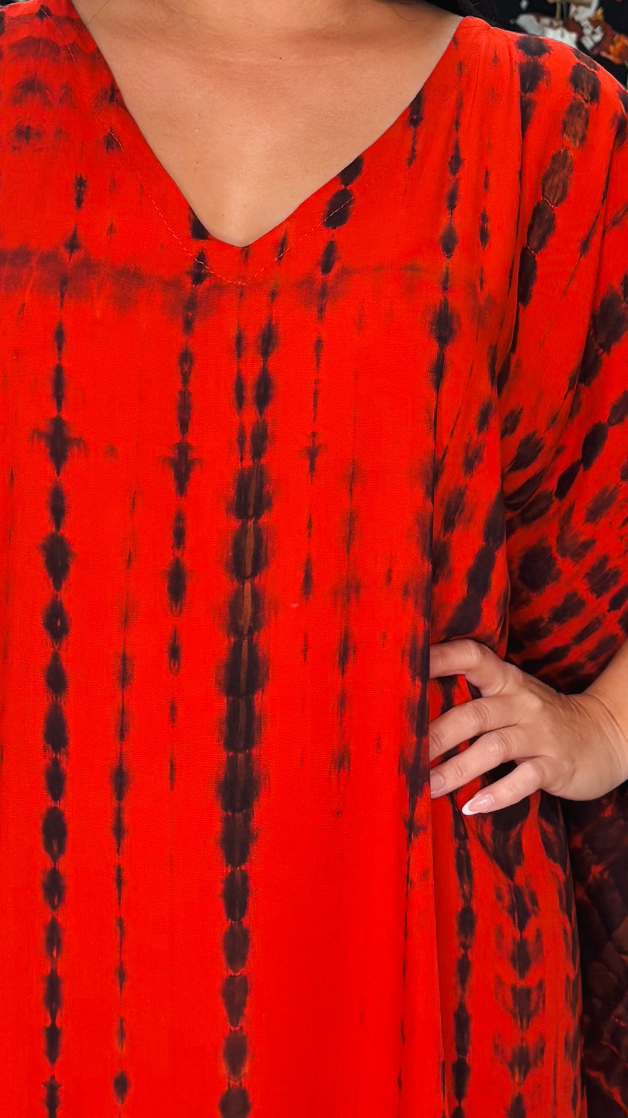 Noa Kaftan Midi Dress-Red