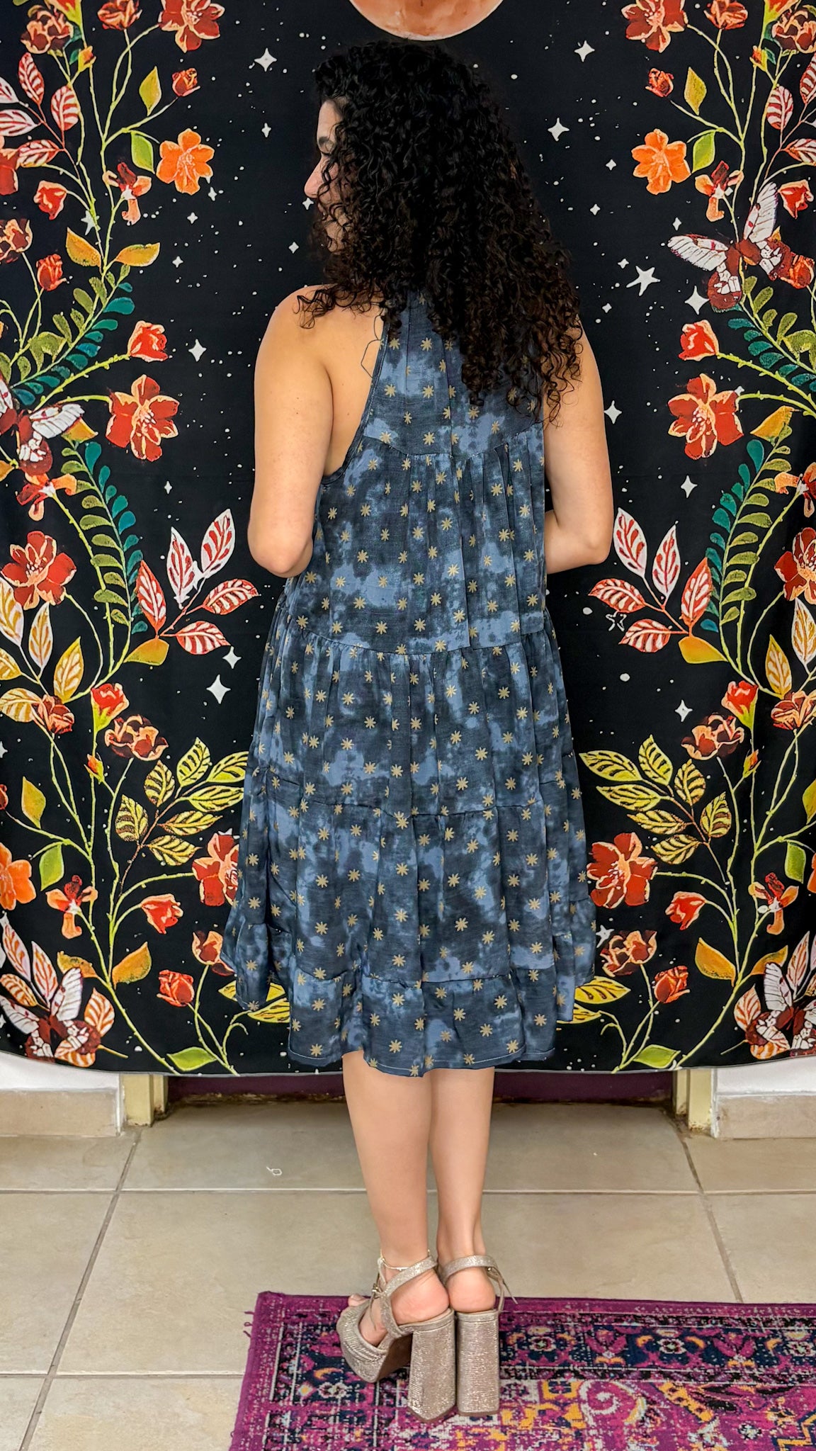 Ruffle Neck Short Dress