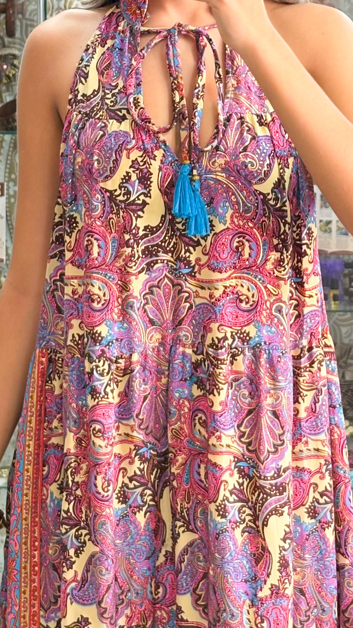 Ruffle Neck Maxi Dress