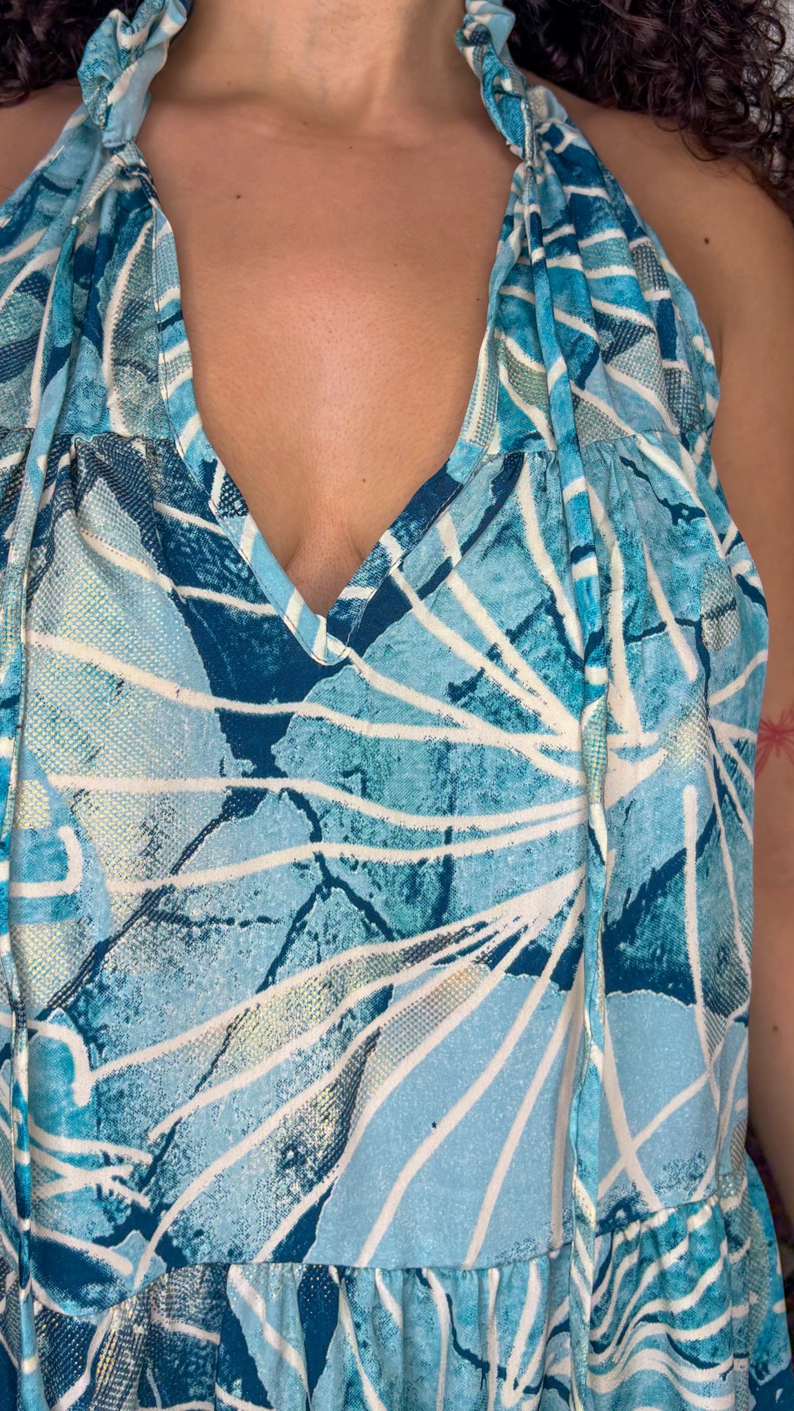 Ruffle Neck Short Dress