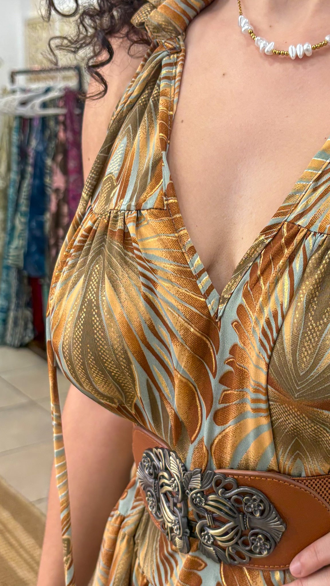 Ruffle Neck Maxi Dress